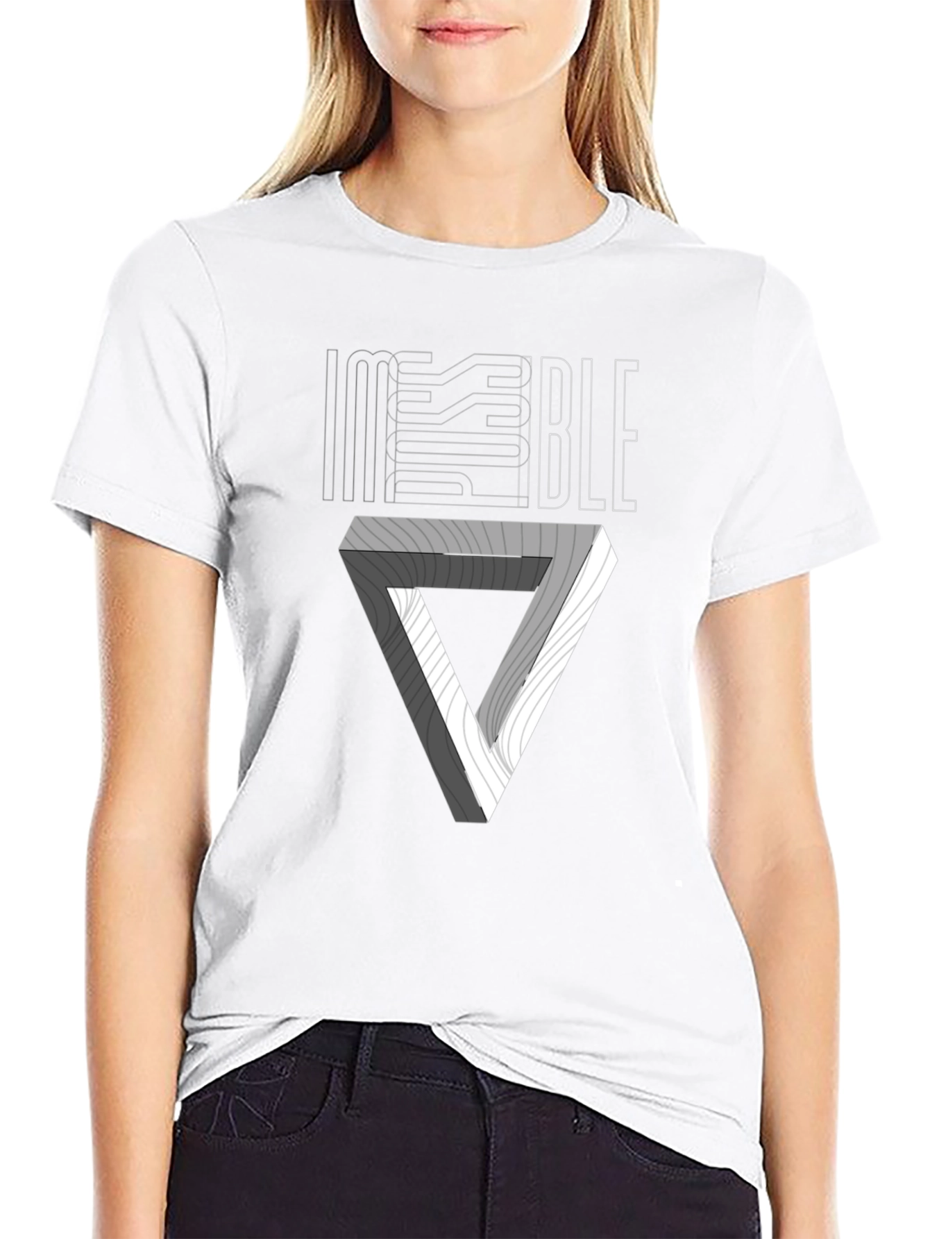 Impossible Triangle Graphic T-Shirt - Stylish Optical Illusion Tee