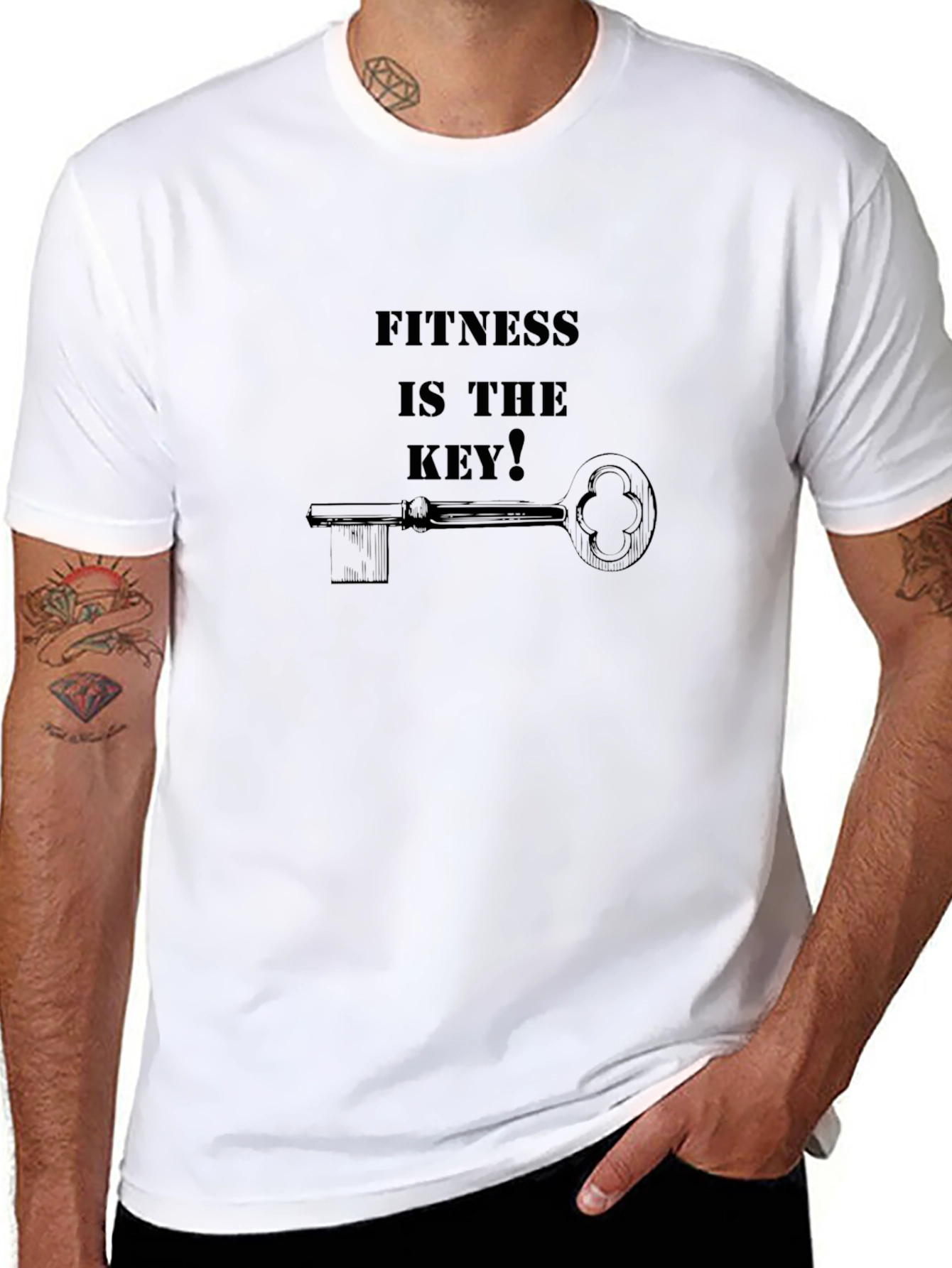 Fitness Is The Key Mens Black T-Shirt