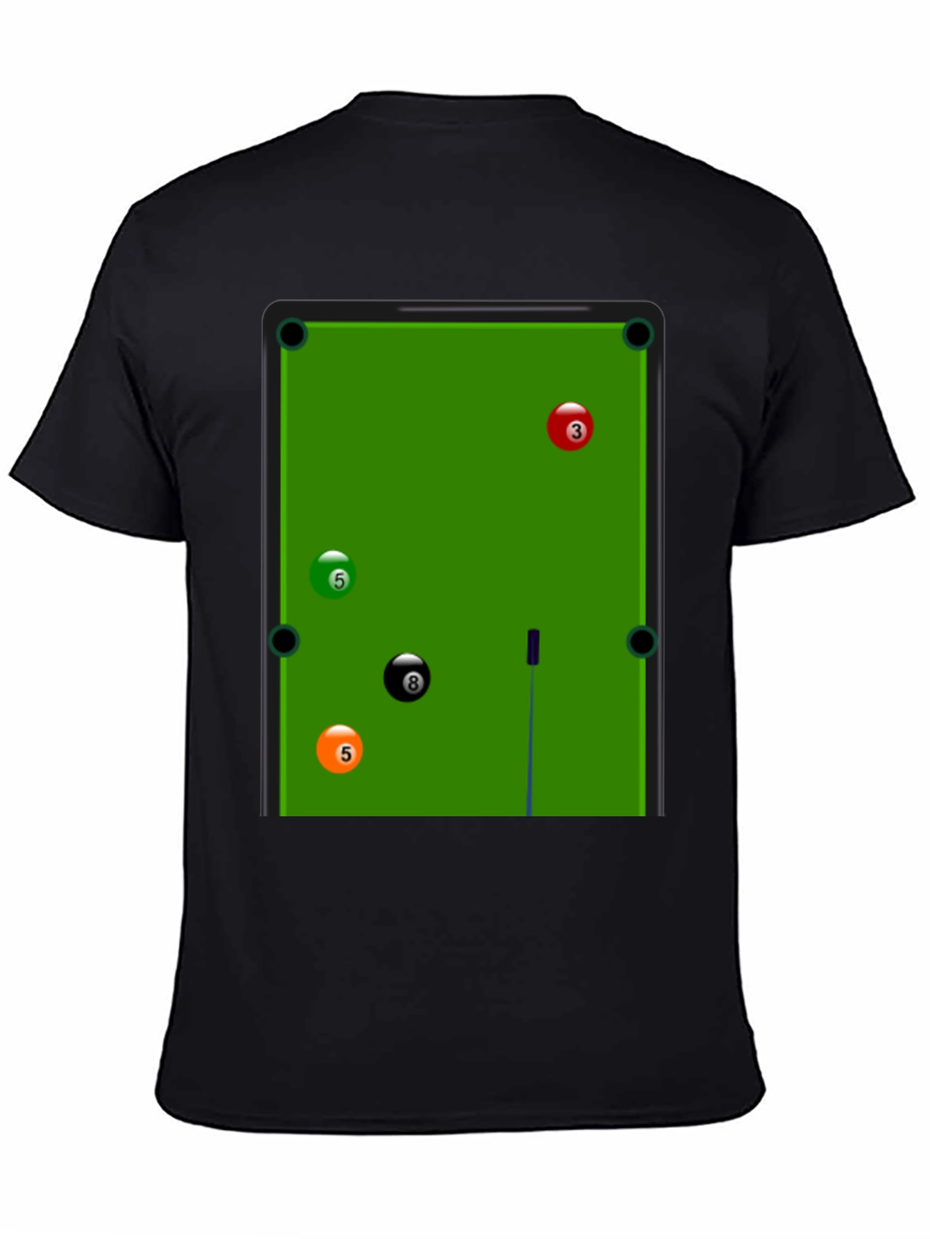 Billiards Pool Table Graphic Tee - Black T-Shirt