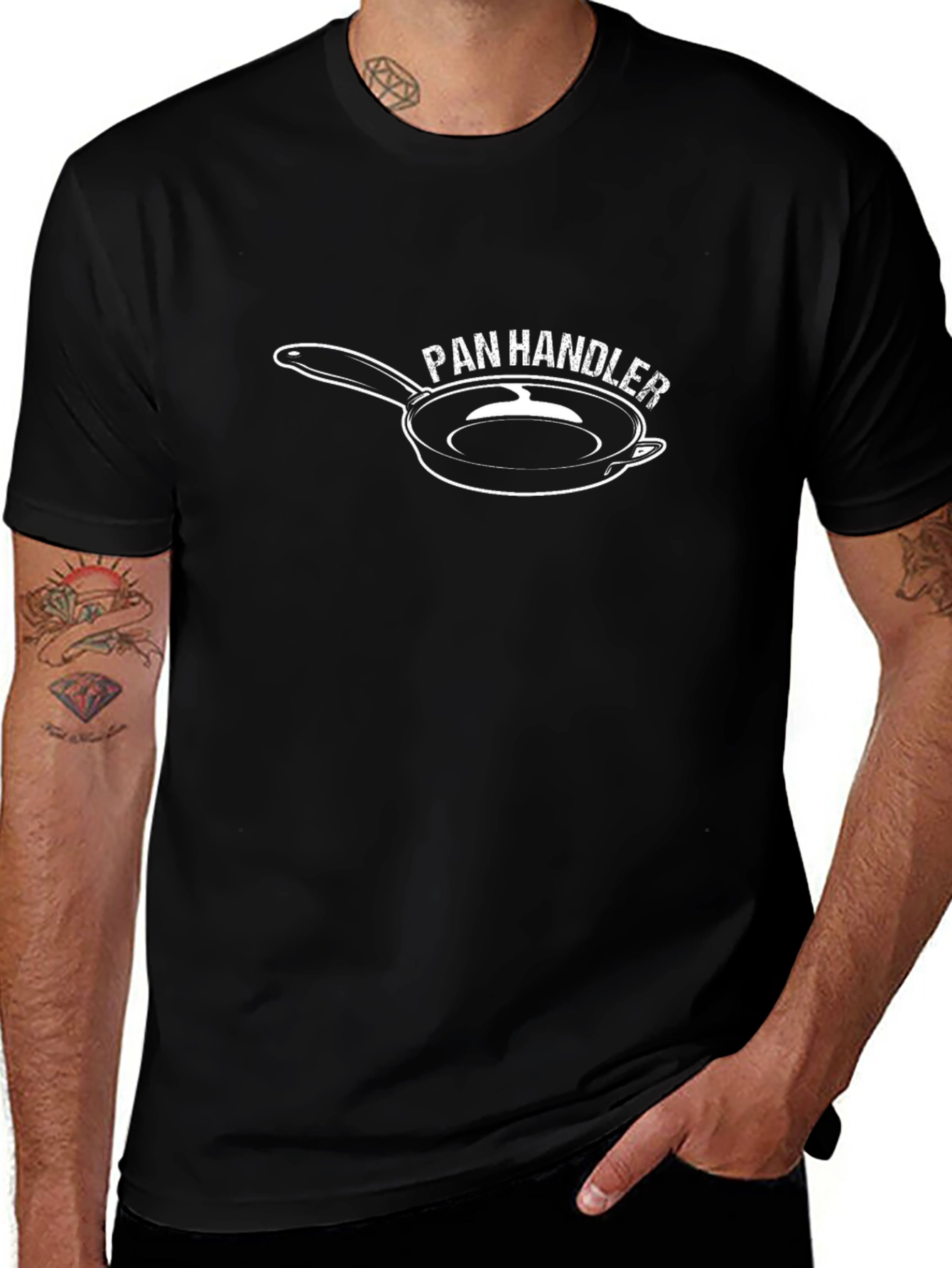 Pan Handler Graphic Tee - Black Crew Neck T-Shirt