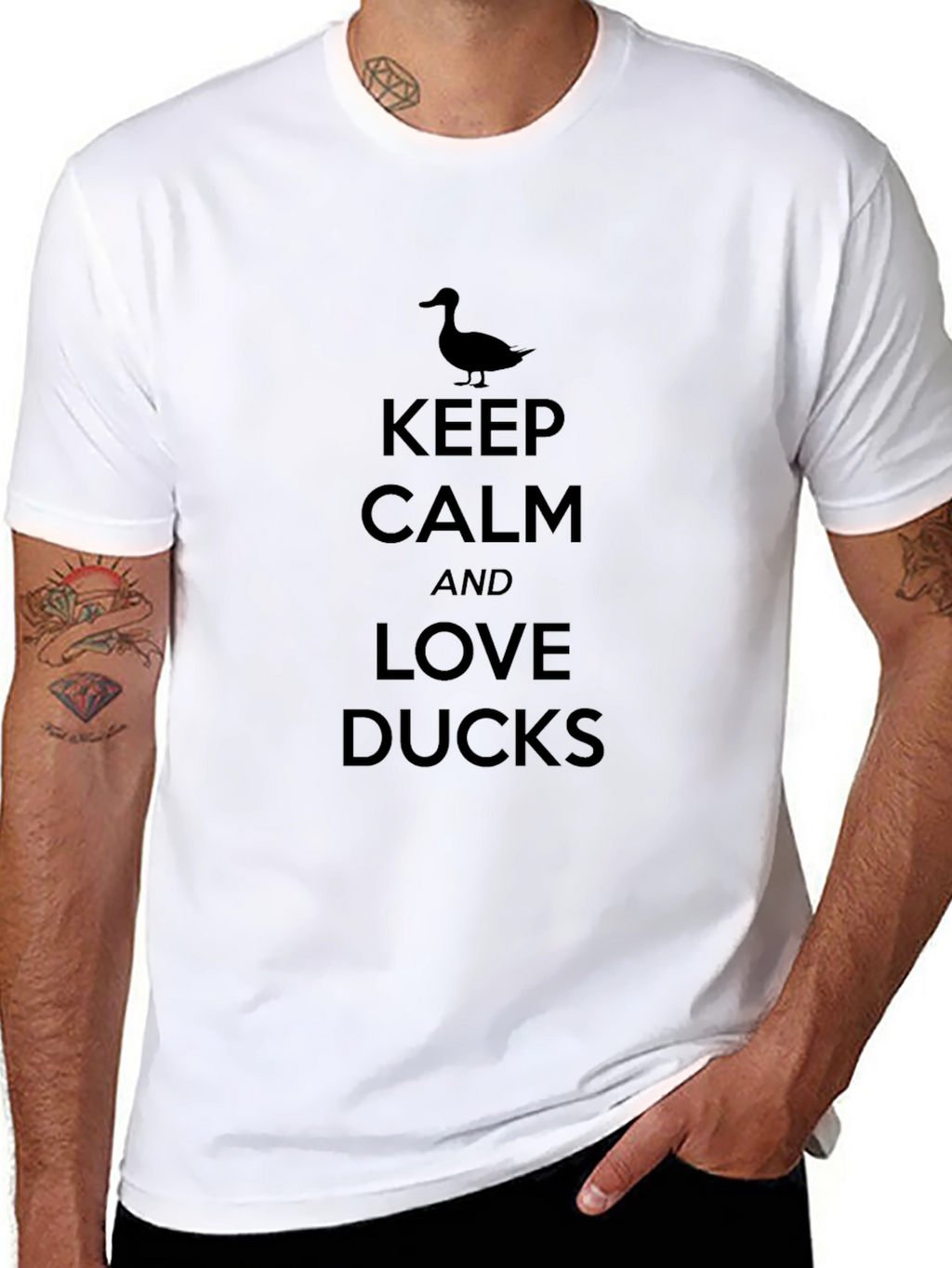 Keep Calm & Love Ducks Graphic Tee - Black