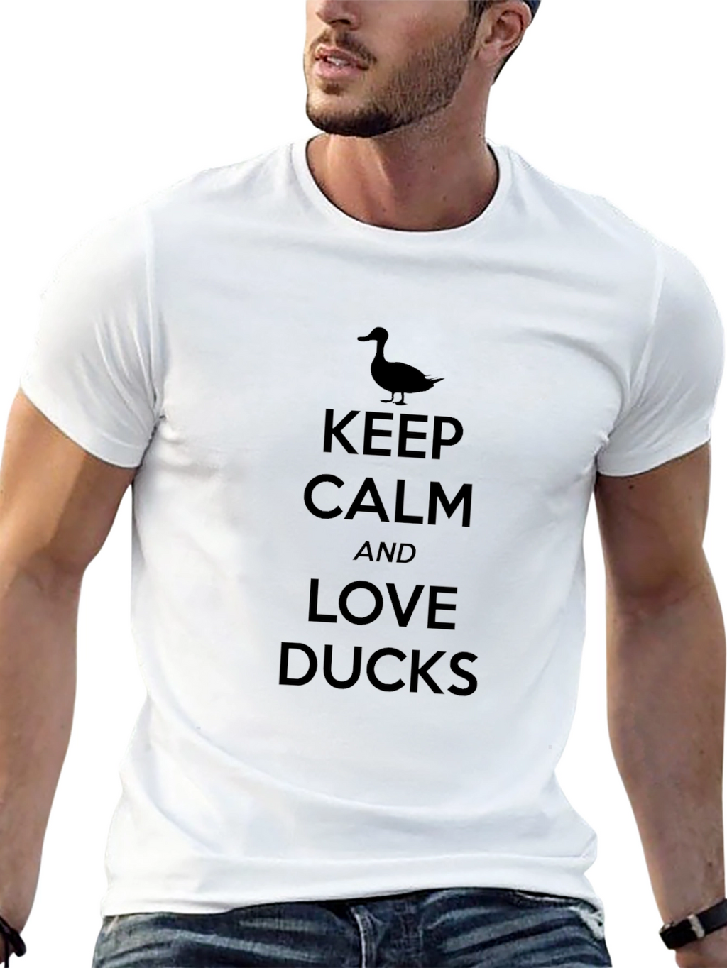 Keep Calm & Love Ducks Graphic Tee - Black