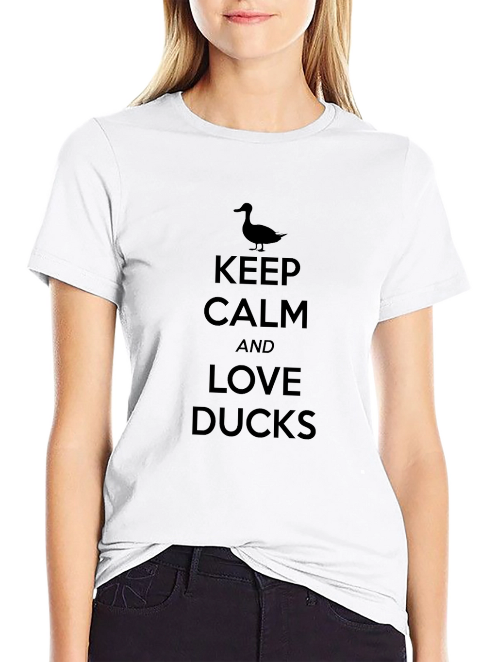 Keep Calm & Love Ducks Graphic Tee - Black