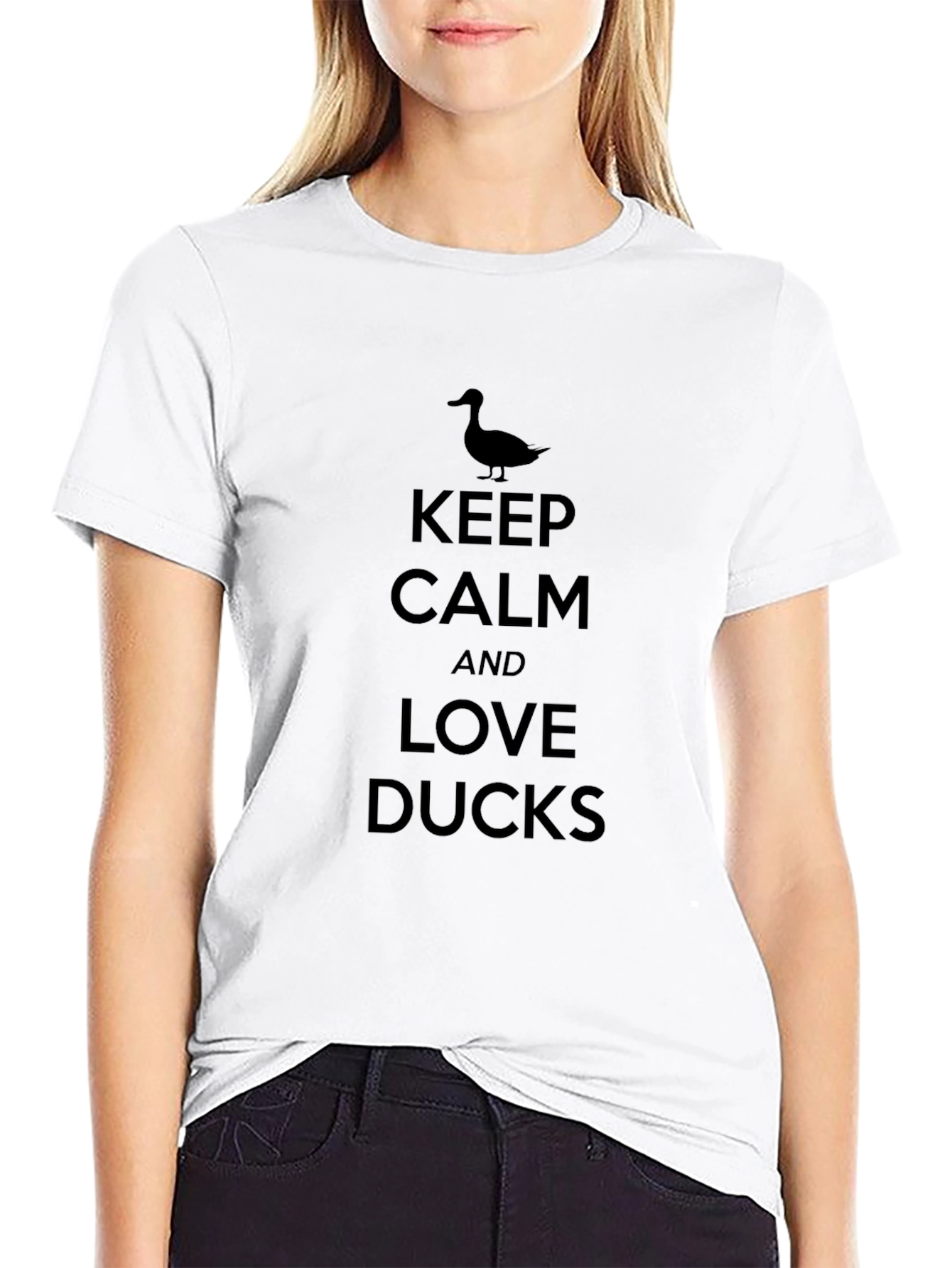 Keep Calm & Love Ducks Graphic Tee - Black