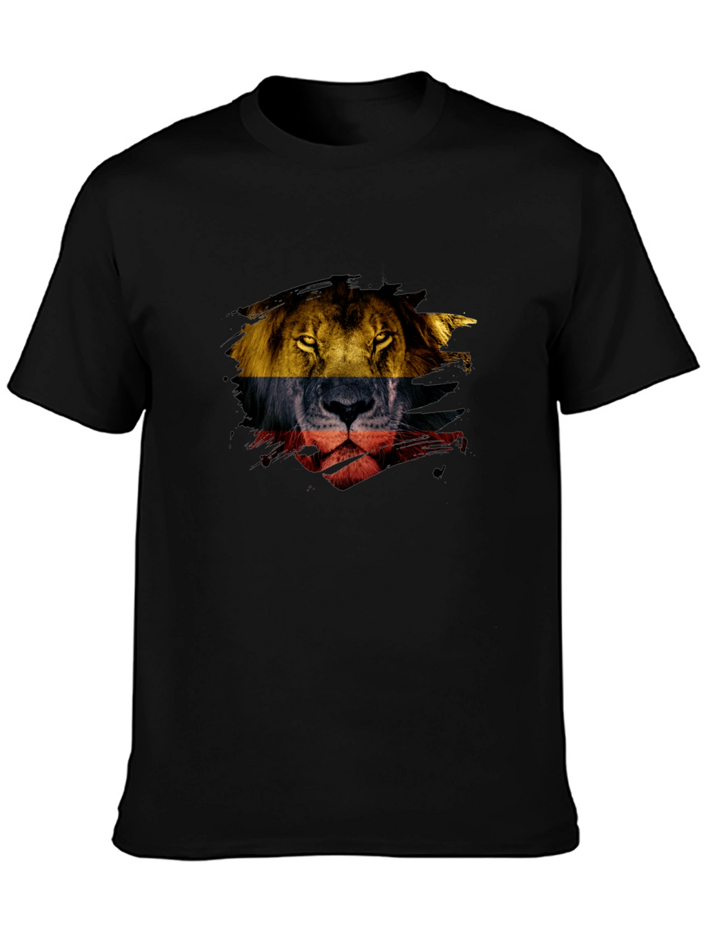 Lion Flag Graphic Print Mens Black T-Shirt