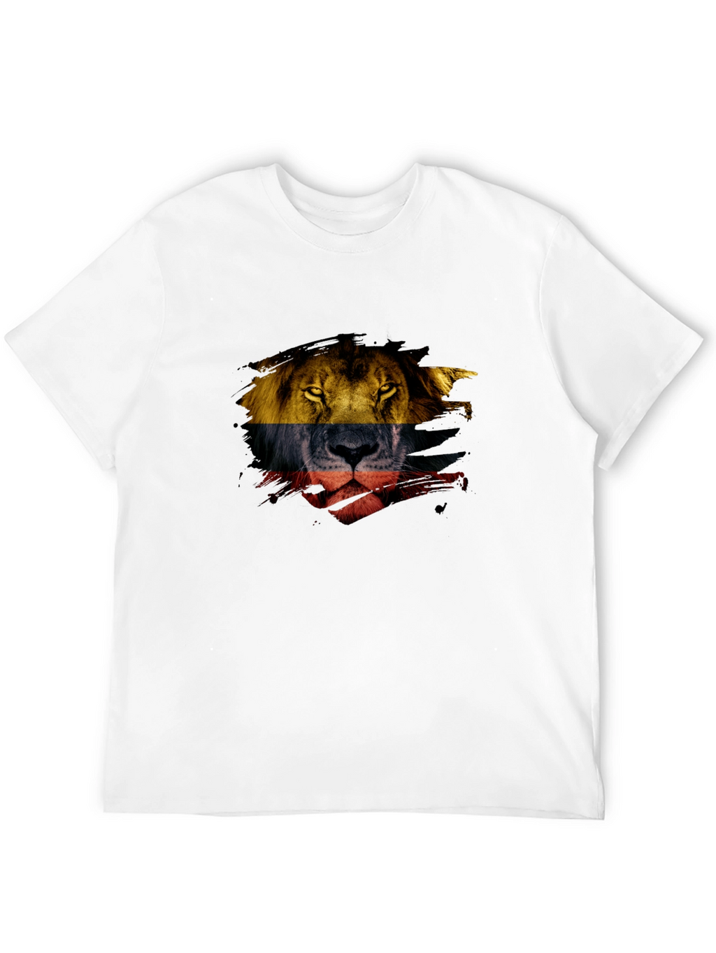 Lion Flag Graphic Print Mens Black T-Shirt