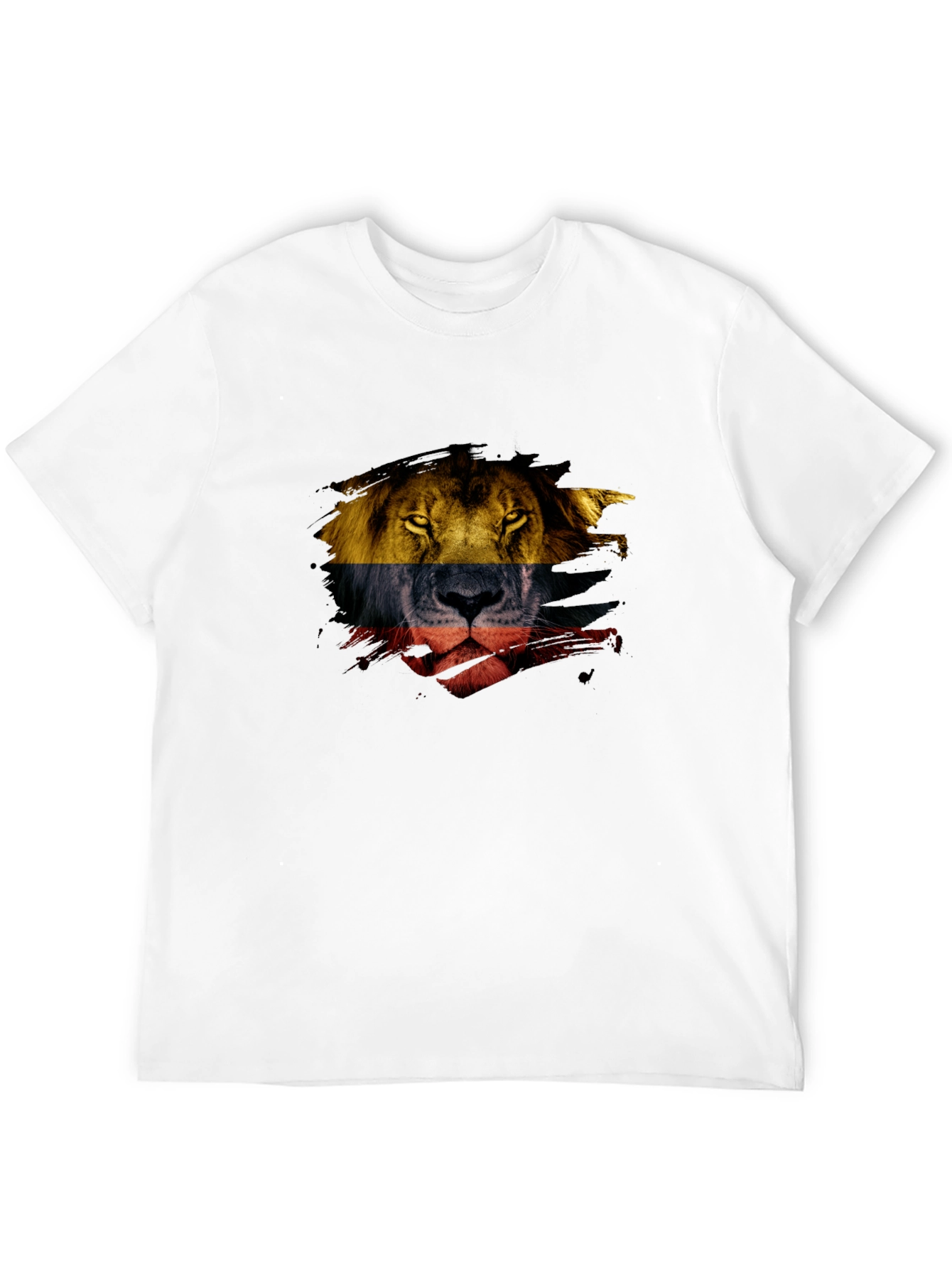 Lion Flag Graphic Print Mens Black T-Shirt