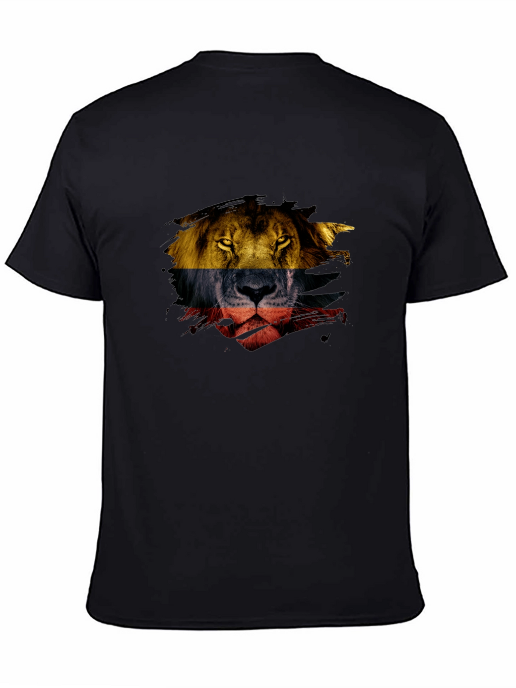 Lion Flag Graphic Print Mens Black T-Shirt