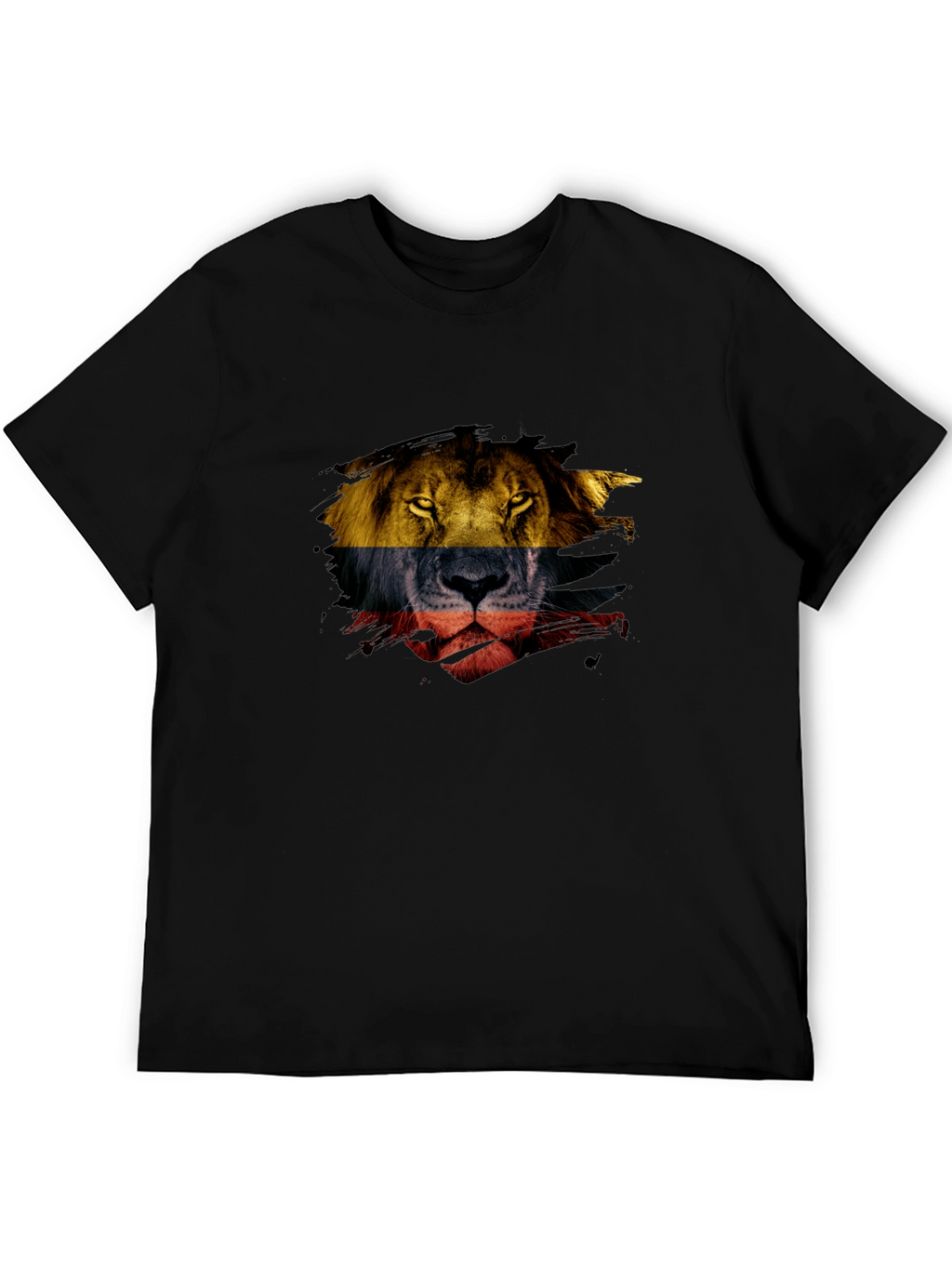 Lion Flag Graphic Print Mens Black T-Shirt
