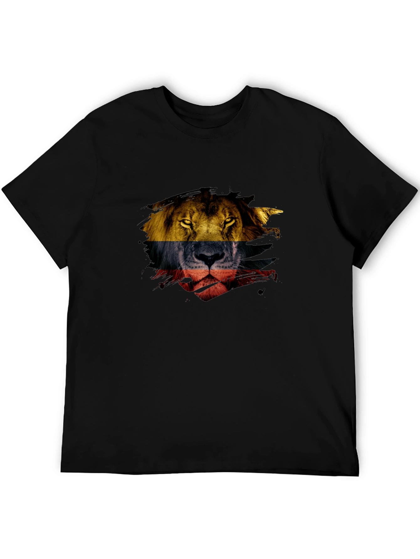 Lion Flag Graphic Print Mens Black T-Shirt