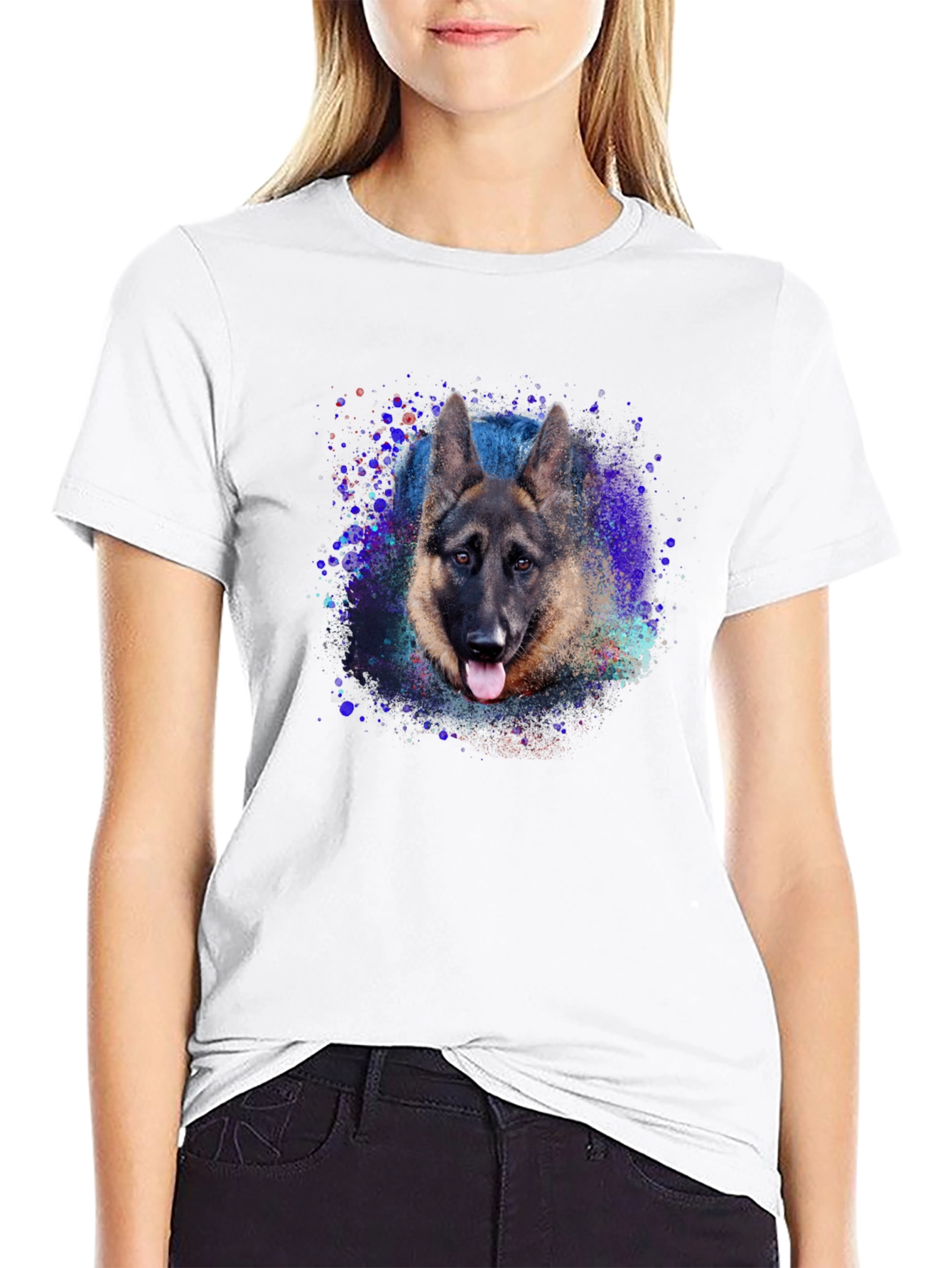 German Shepherd Graphic Tee - Black Cotton Blend