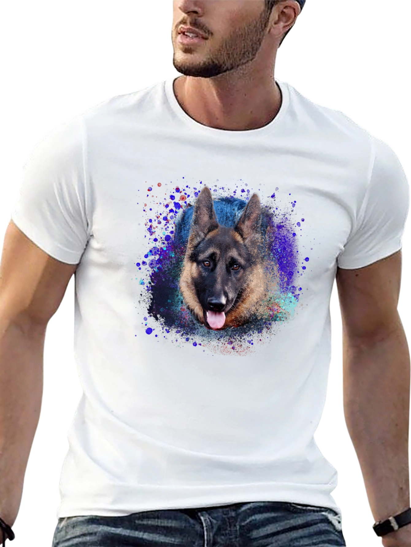 German Shepherd Graphic Tee - Black Cotton Blend