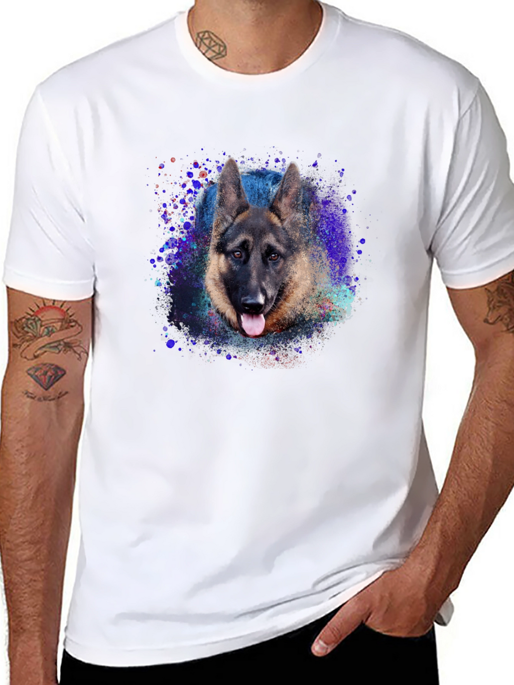 German Shepherd Graphic Tee - Black Cotton Blend
