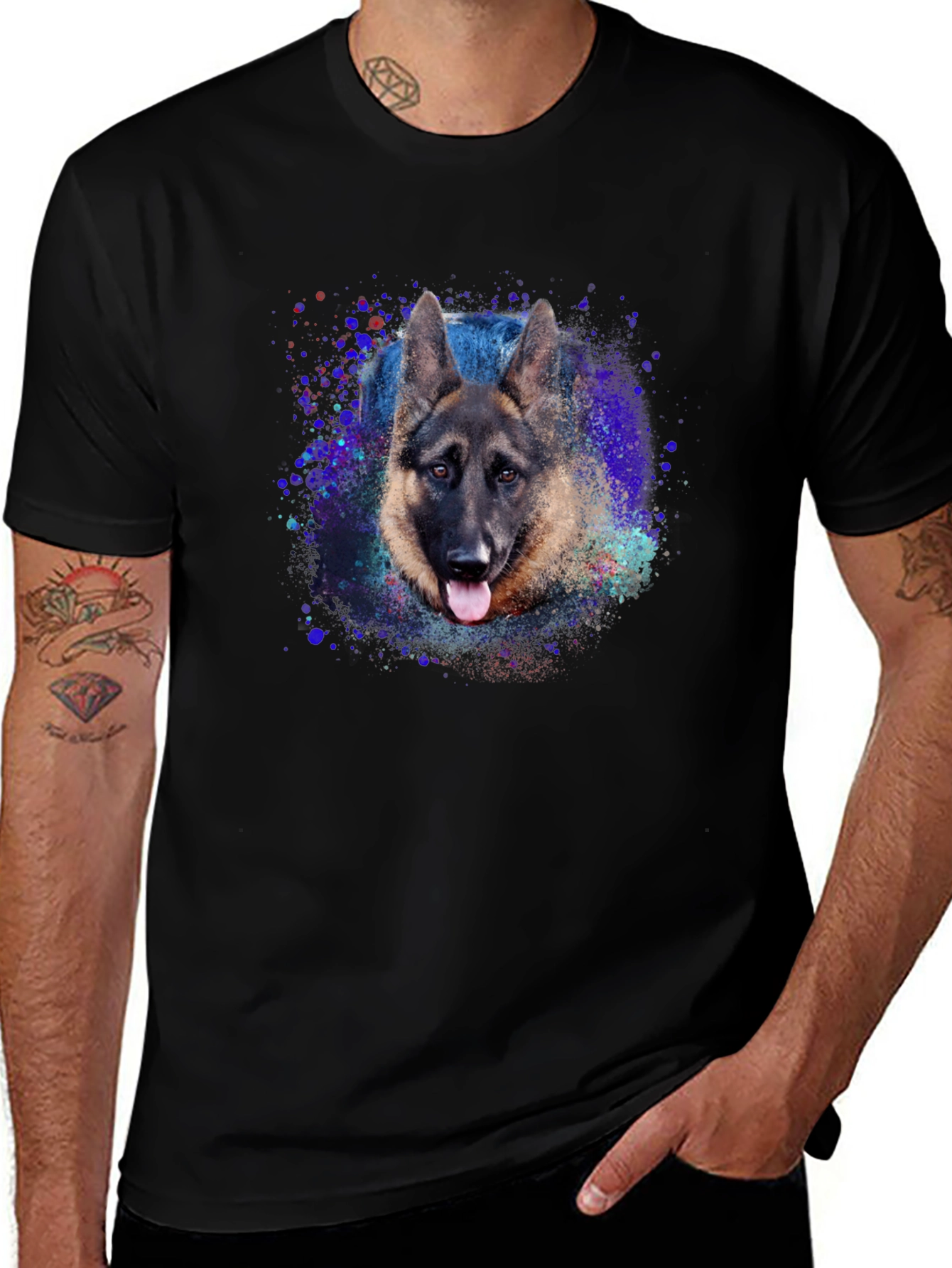 German Shepherd Graphic Tee - Black Cotton Blend