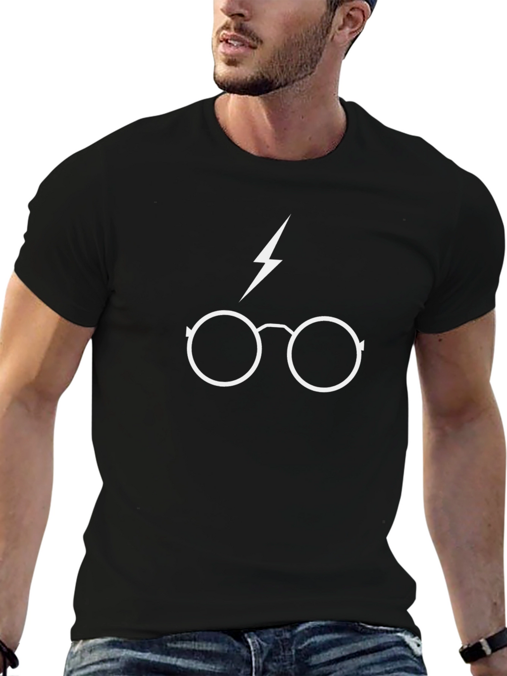 Harry Potter Glasses T-Shirt - Lightning Bolt Black Tee