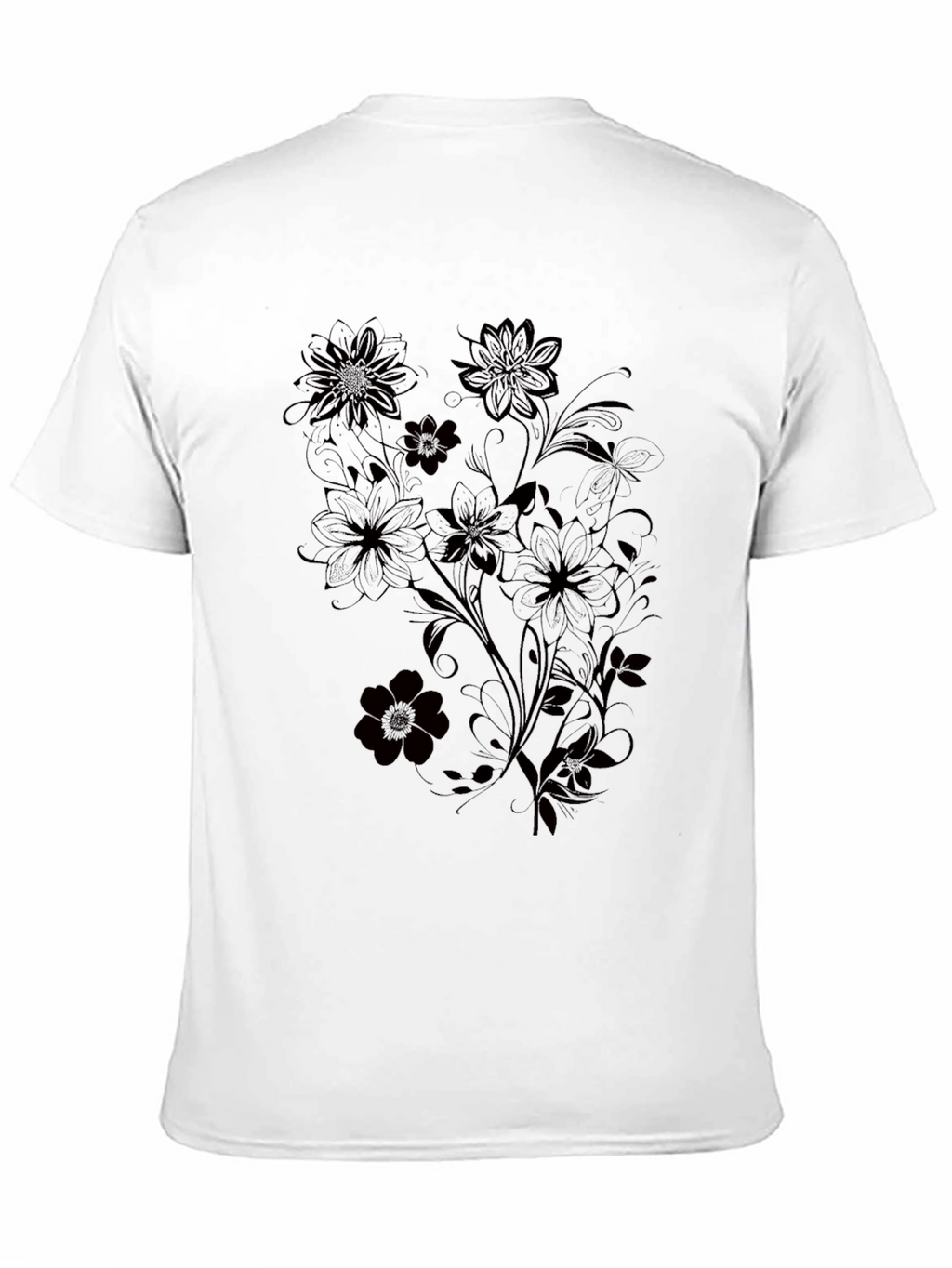 Mens Black Floral Graphic T-Shirt