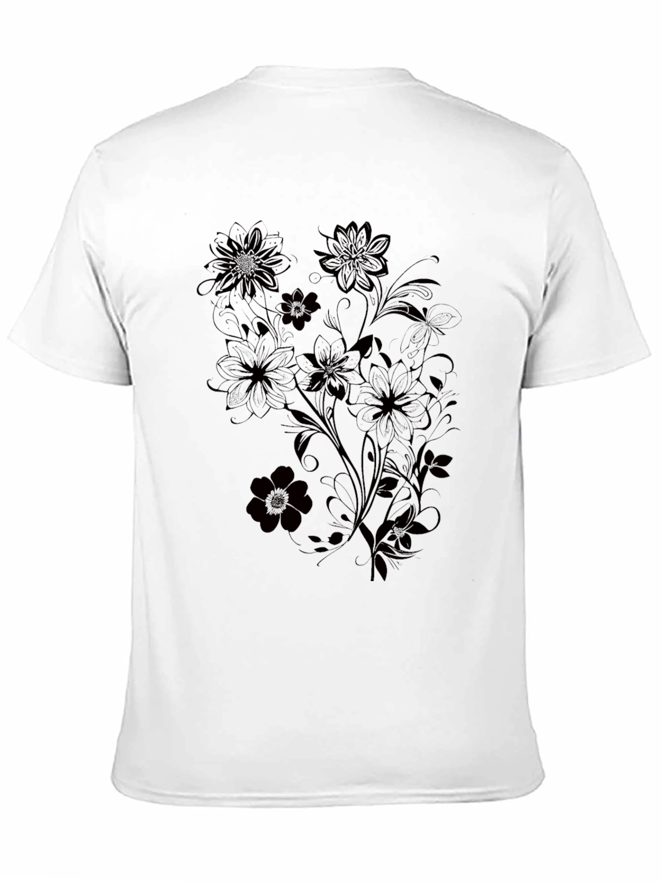 Mens Black Floral Graphic T-Shirt