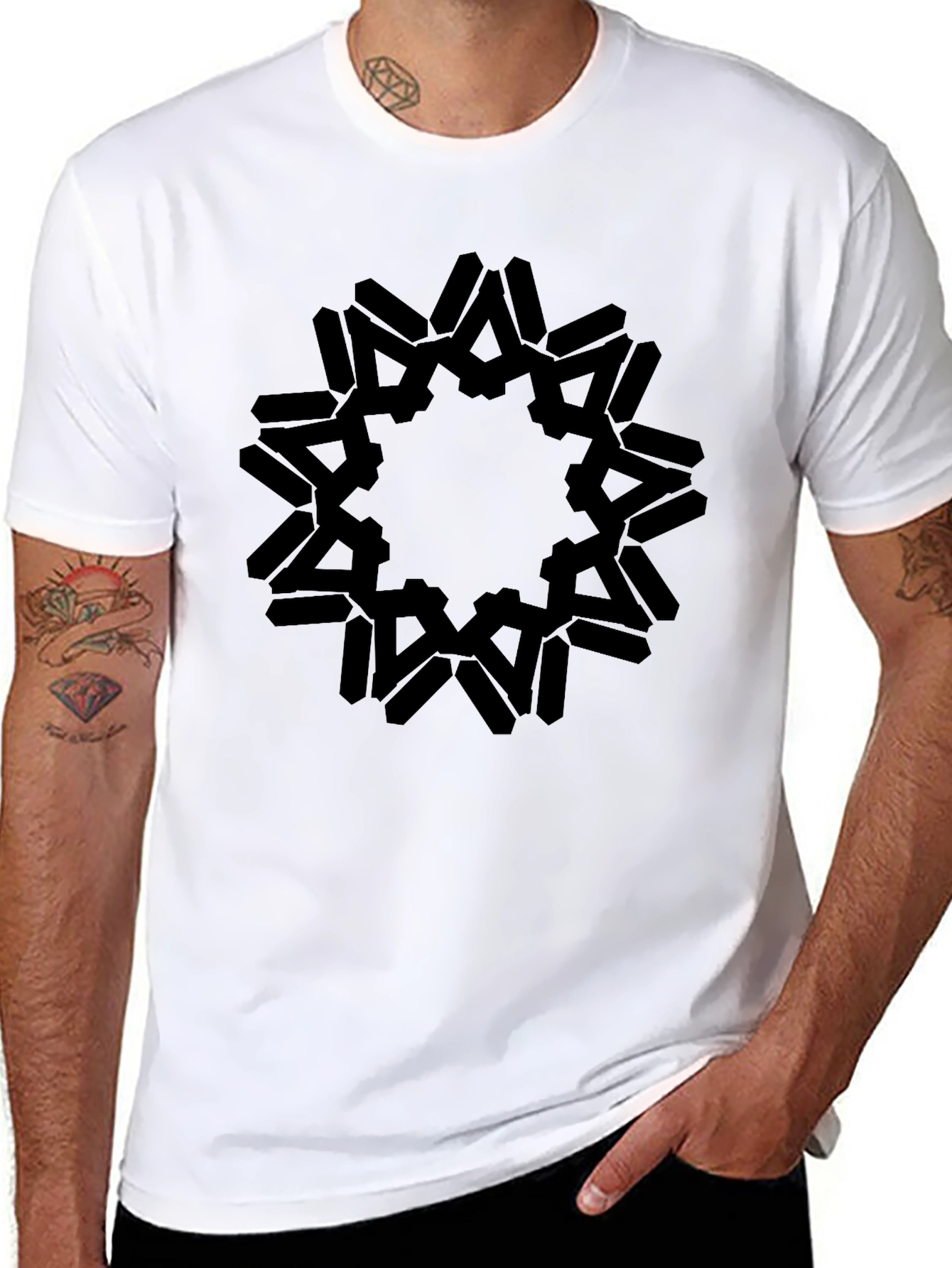 Abstract Black Graphic Tee - Stylish Casual Wear
