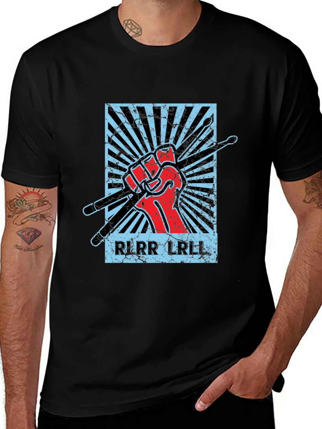 Drummers Rhythm Black T-Shirt