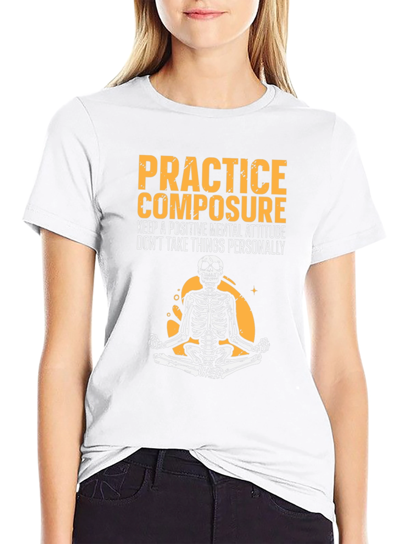 Zen Skeleton Tee - Practice Composure Mental Attitude
