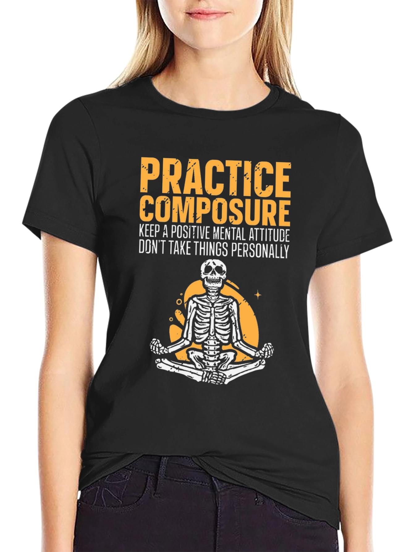 Zen Skeleton Tee - Practice Composure Mental Attitude