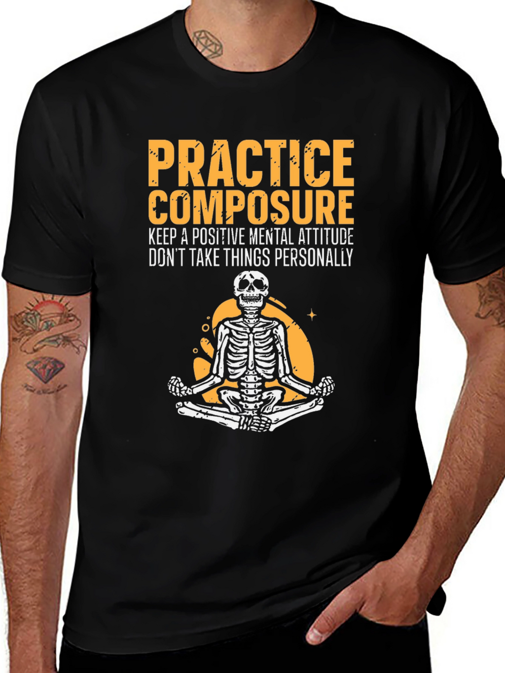 Zen Skeleton Tee - Practice Composure Mental Attitude