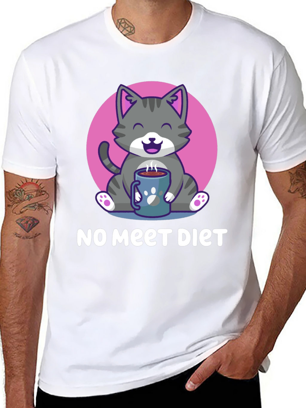 Cute Cat Lover T-Shirt: No Meet Diet
