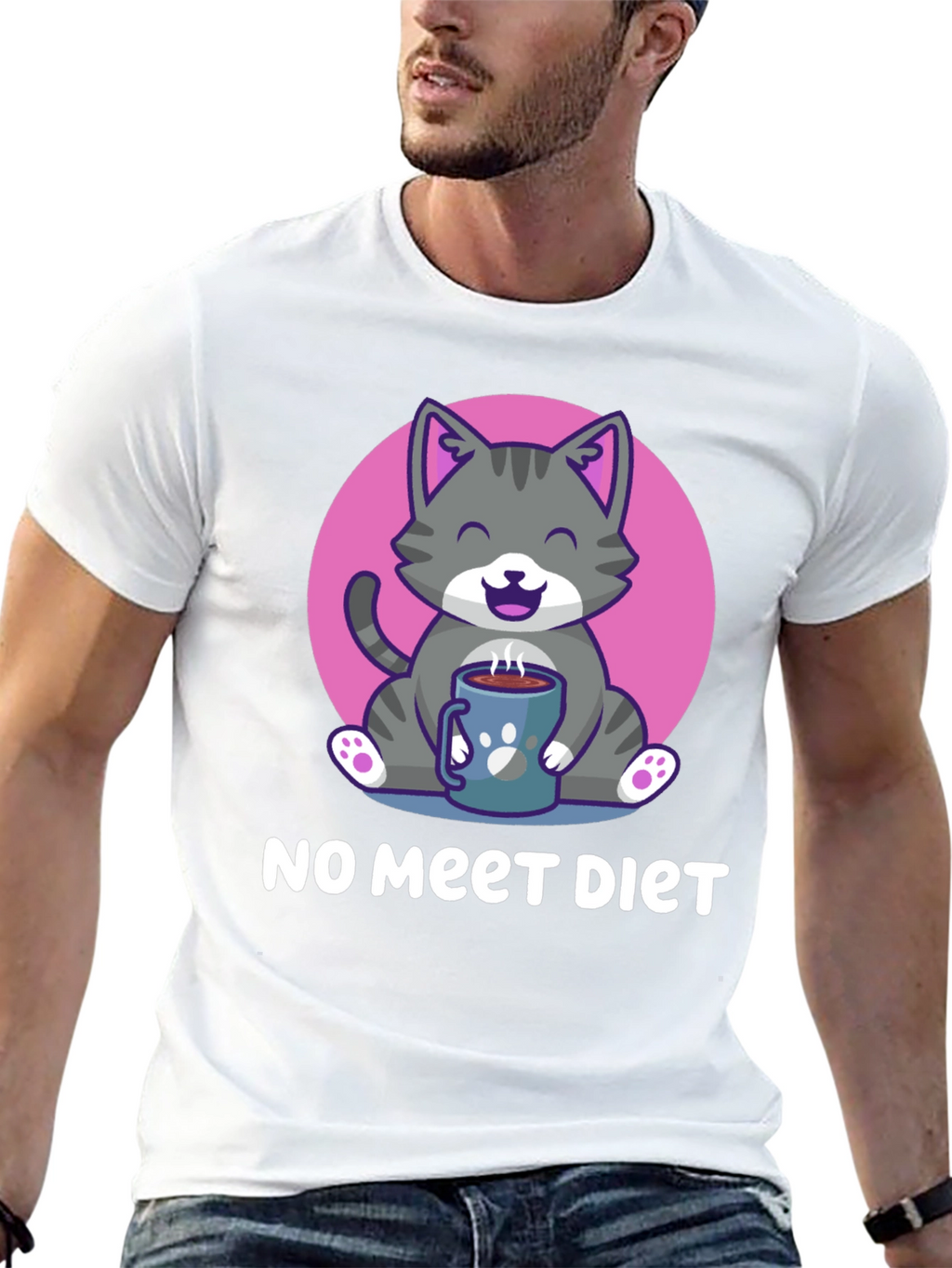 Cute Cat Lover T-Shirt: No Meet Diet