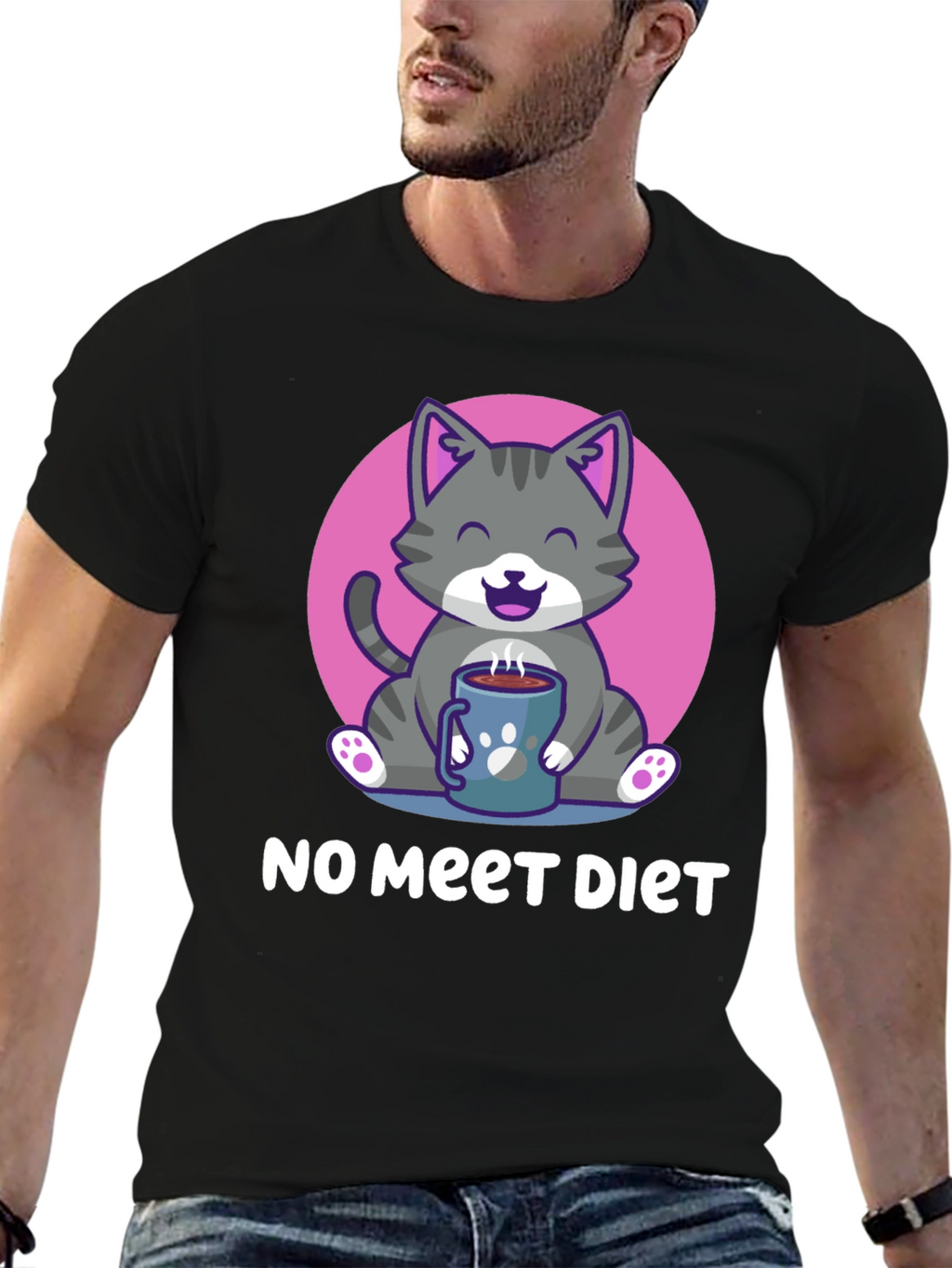 Cute Cat Lover T-Shirt: No Meet Diet