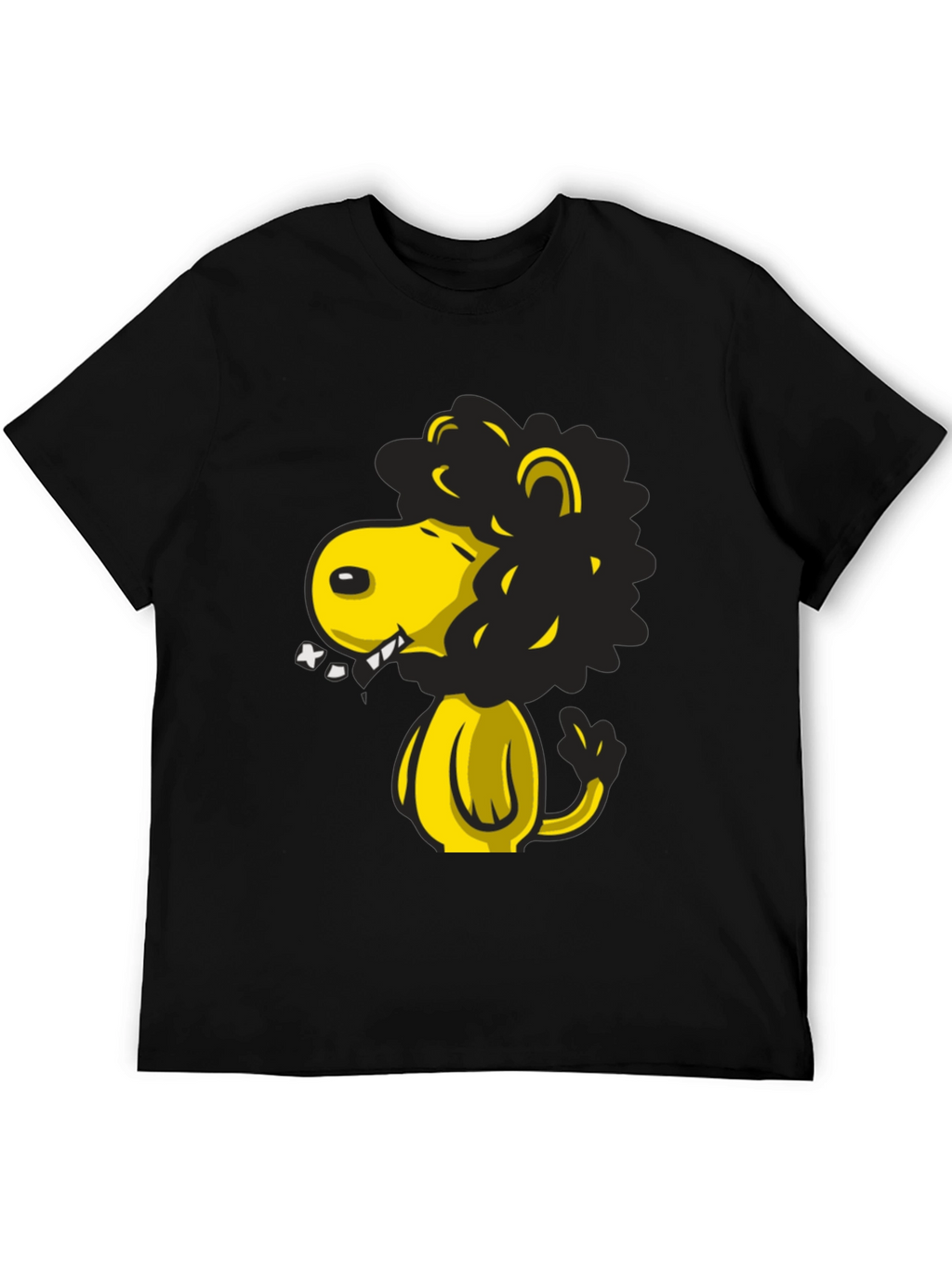 Cartoon Lion Graphic T-Shirt - Black