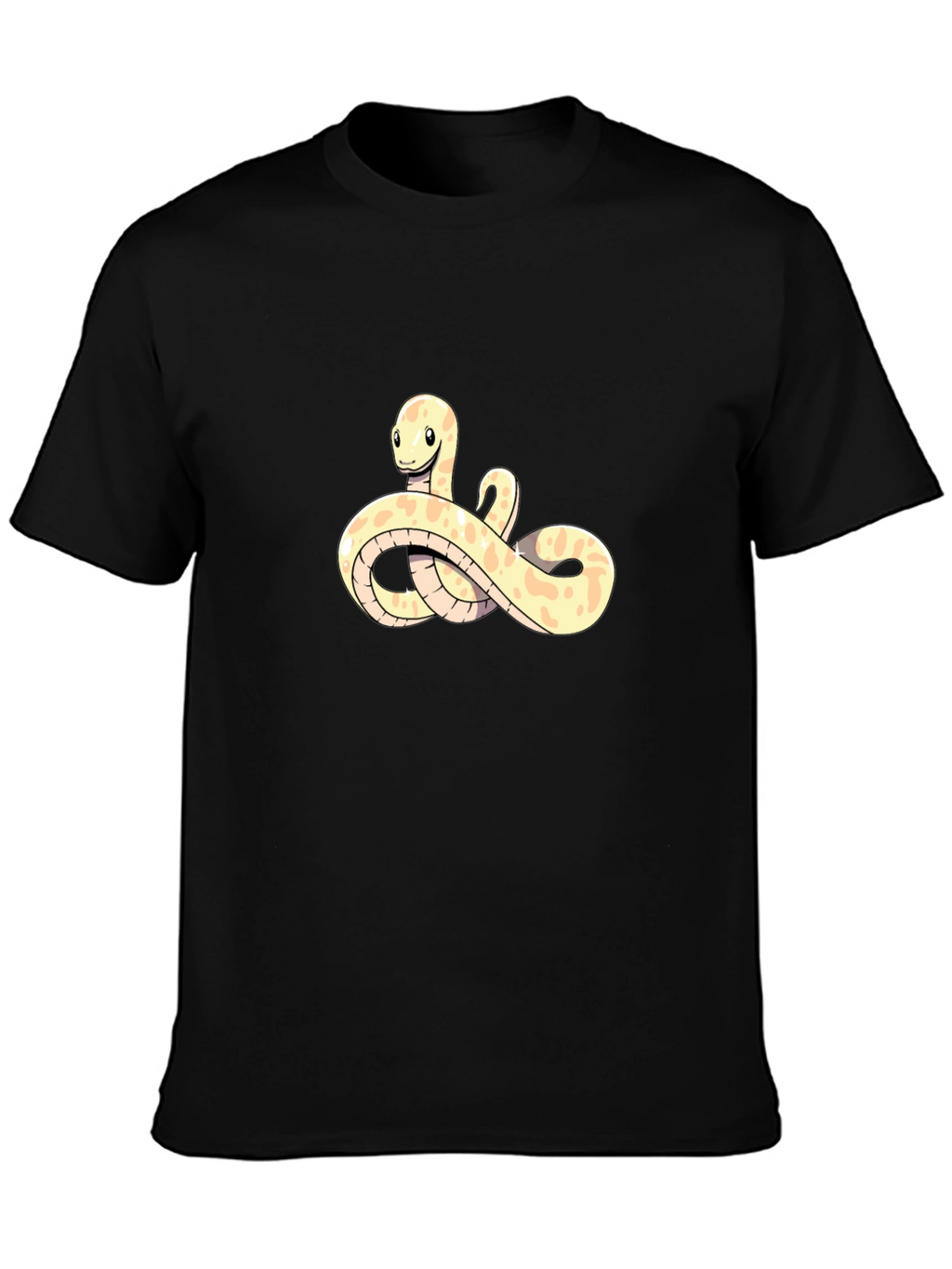 Cute Snake Cartoon Black T-Shirt