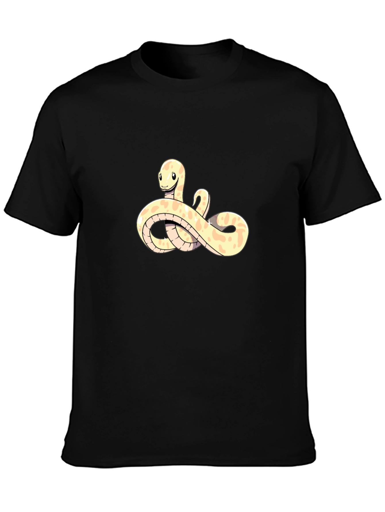 Cute Snake Cartoon Black T-Shirt