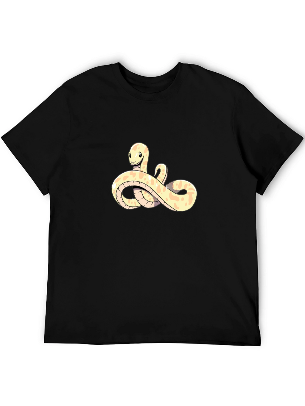 Cute Snake Cartoon Black T-Shirt