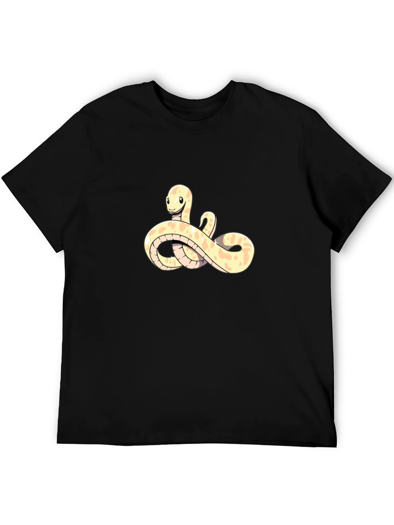Cute Snake Cartoon Black T-Shirt