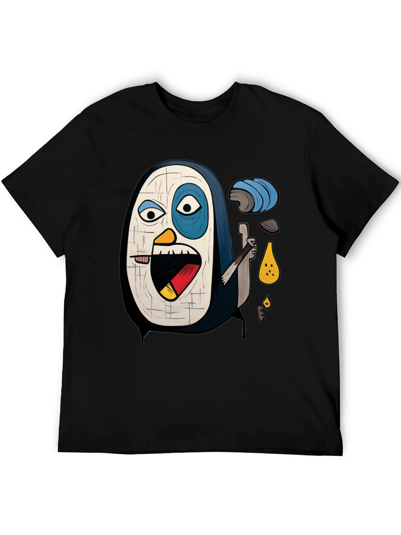 Abstract Penguin Graphic Tee - Black