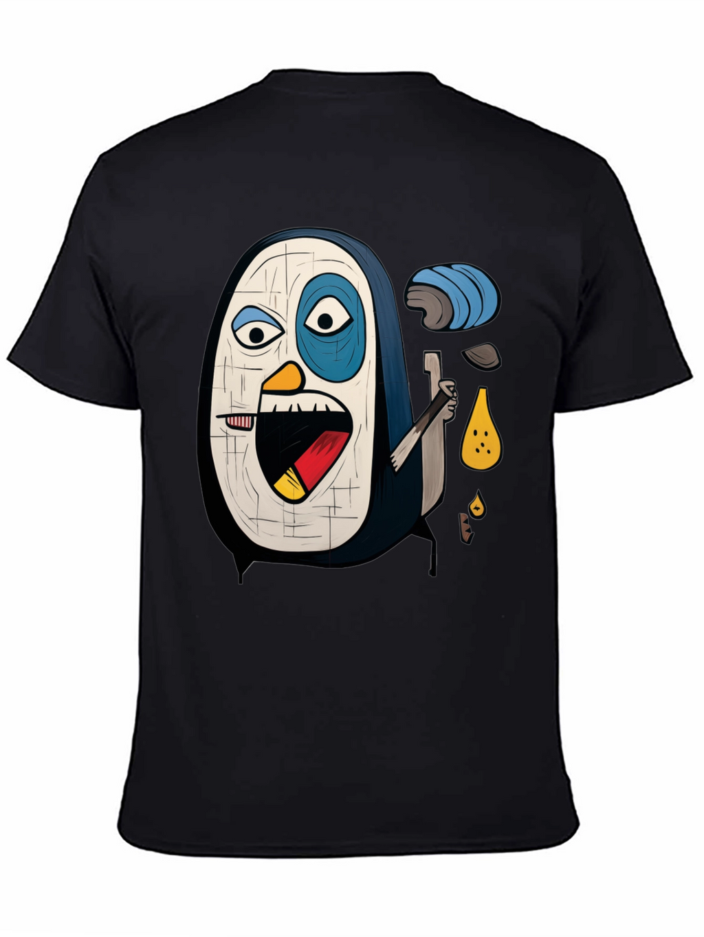 Abstract Penguin Graphic Tee - Black