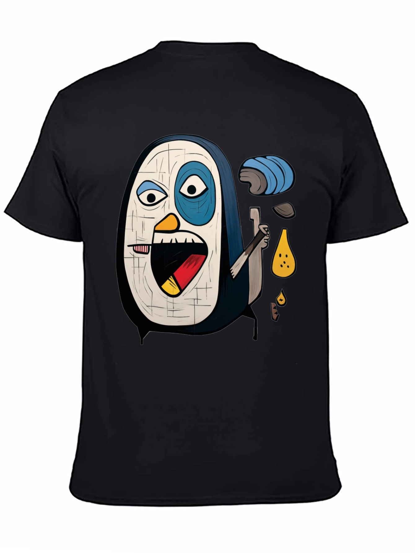 Abstract Penguin Graphic Tee - Black