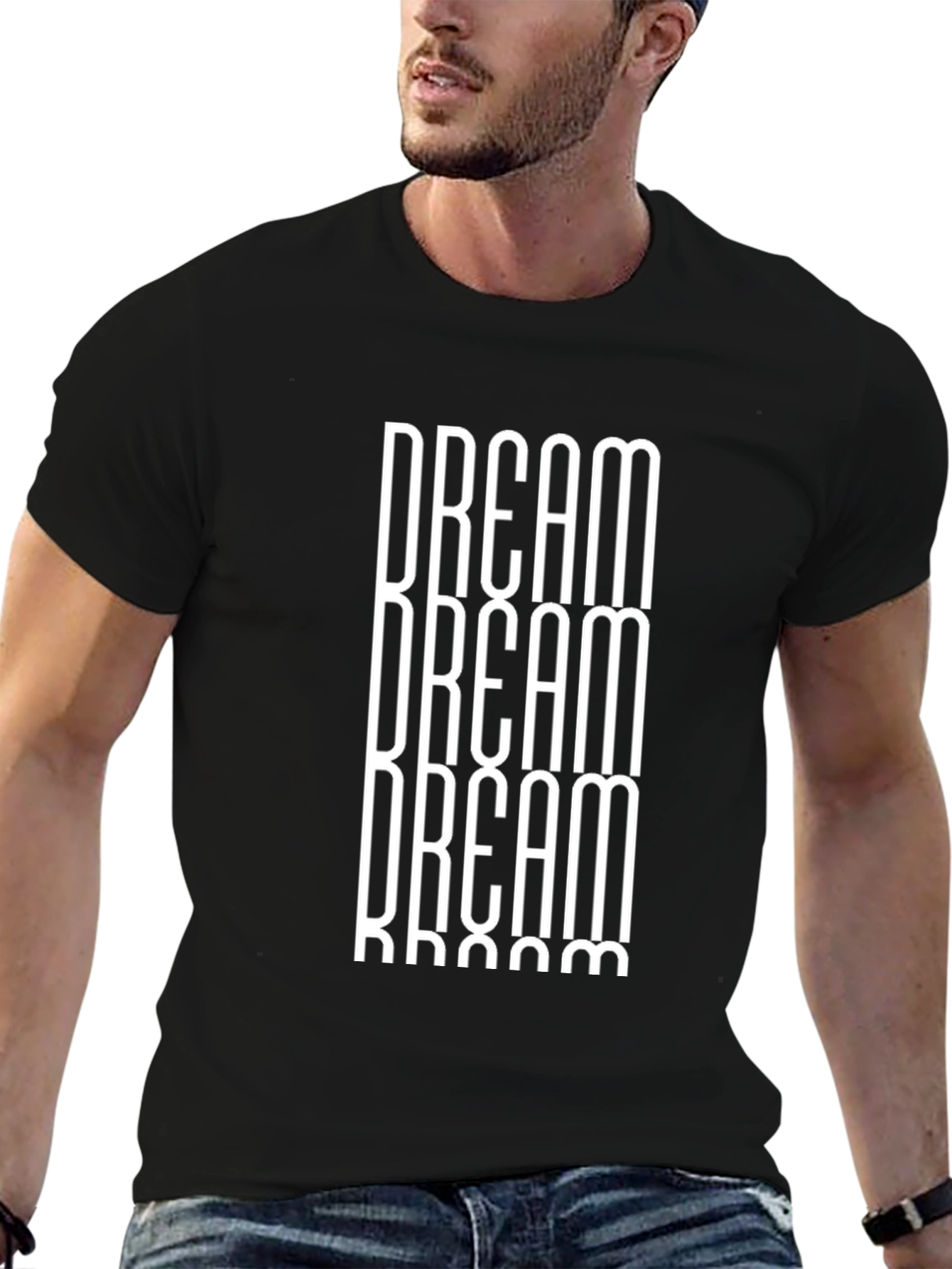 Dream Repeat Graphic Print Black T-Shirt