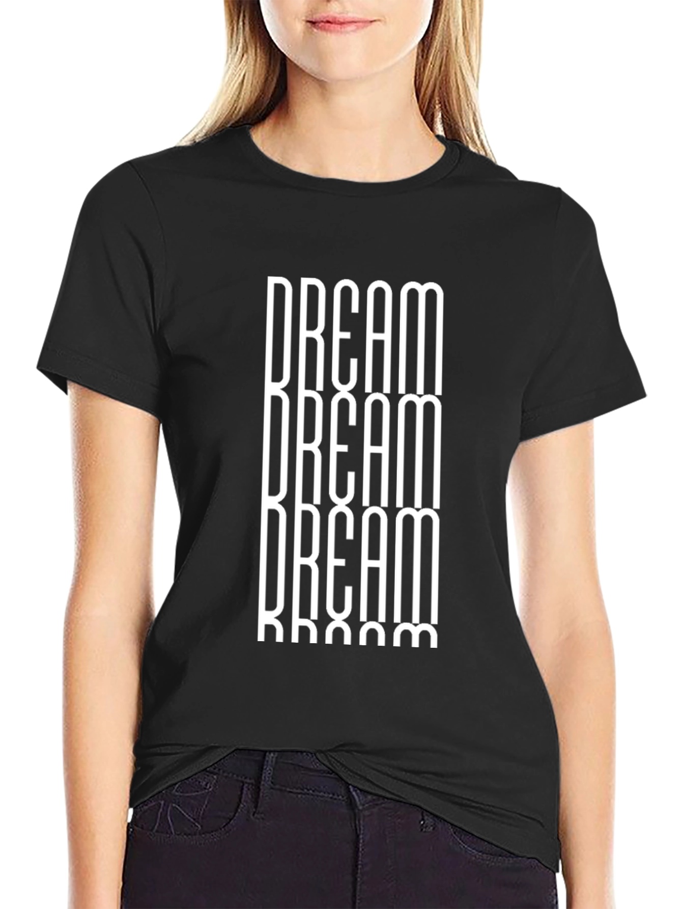Dream Repeat Graphic Print Black T-Shirt