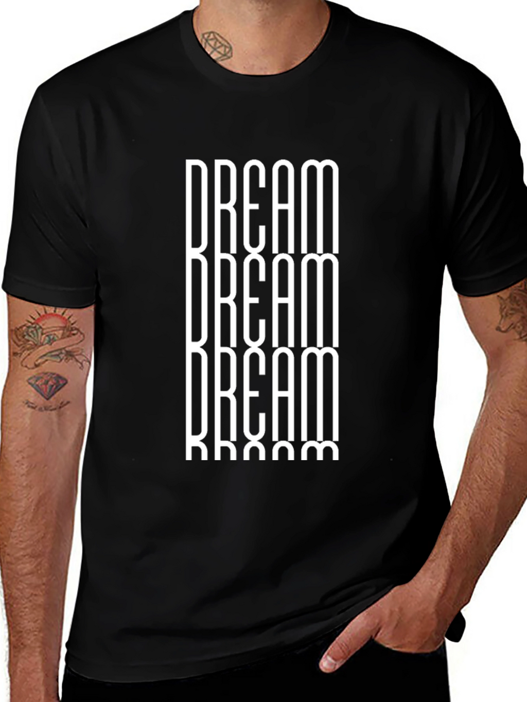 Dream Repeat Graphic Print Black T-Shirt