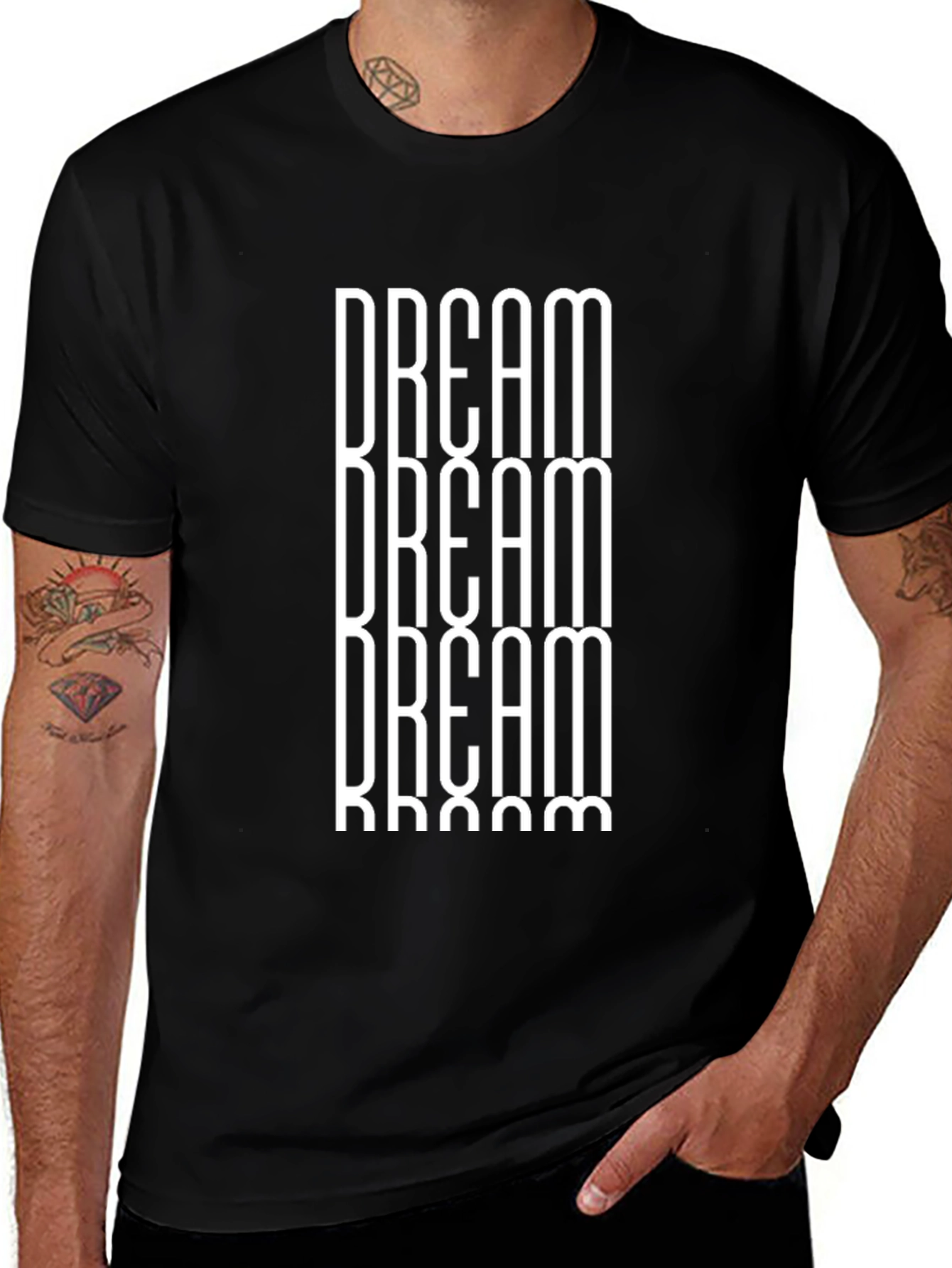 Dream Repeat Graphic Print Black T-Shirt