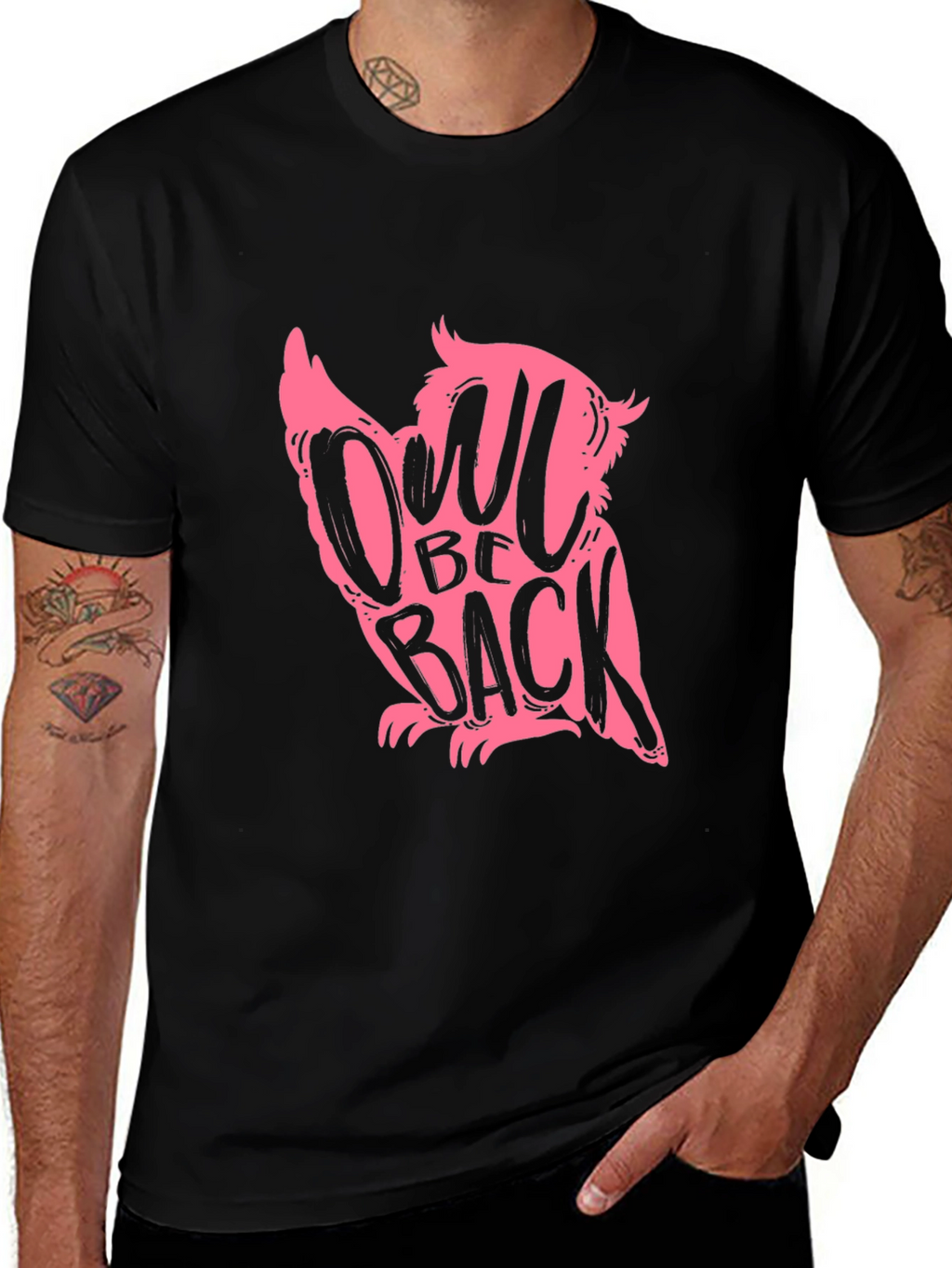 Owl Be Back Black Graphic Tee