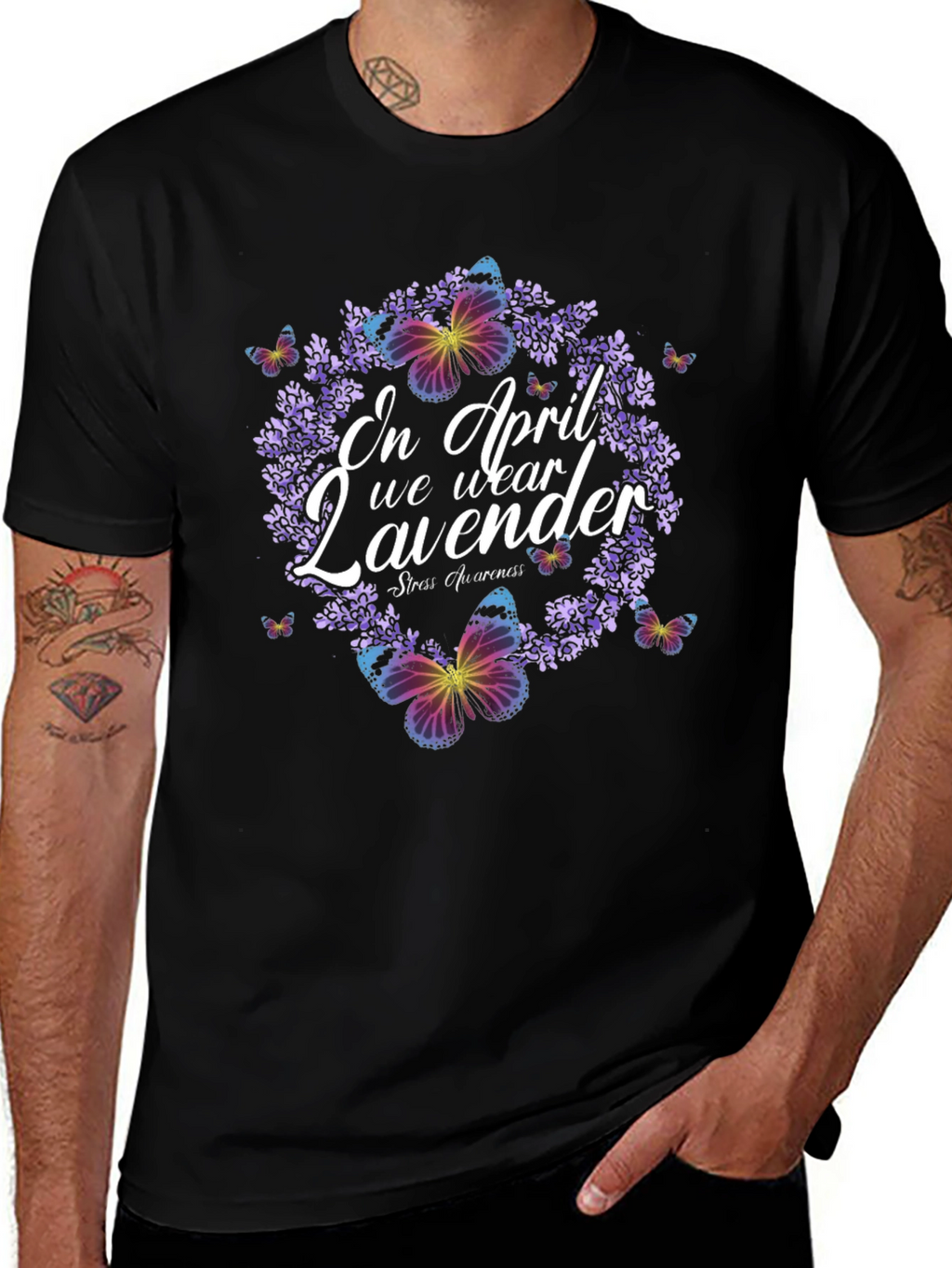 Lavender Butterfly Stress Awareness T-Shirt