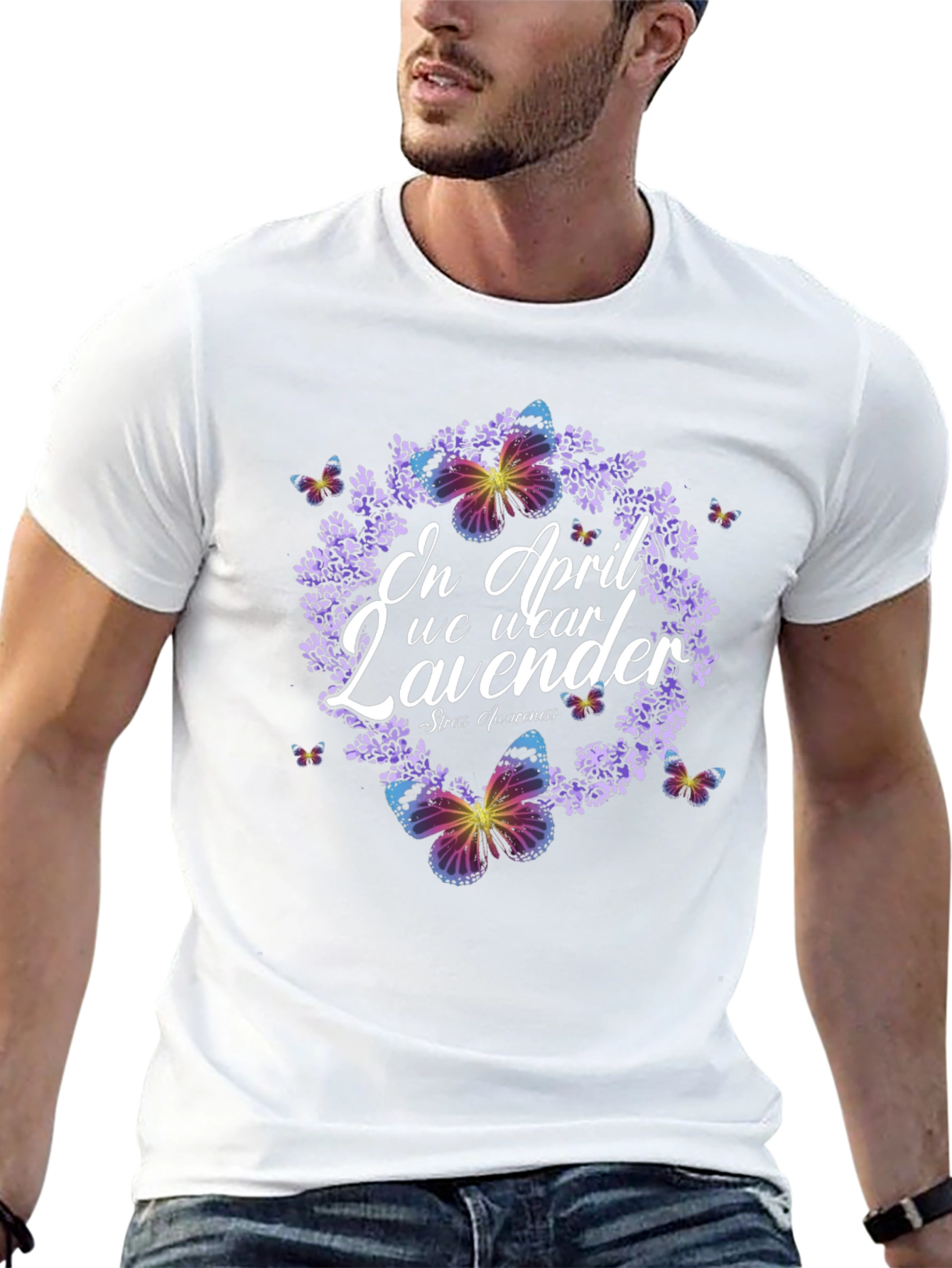Lavender Butterfly Stress Awareness T-Shirt