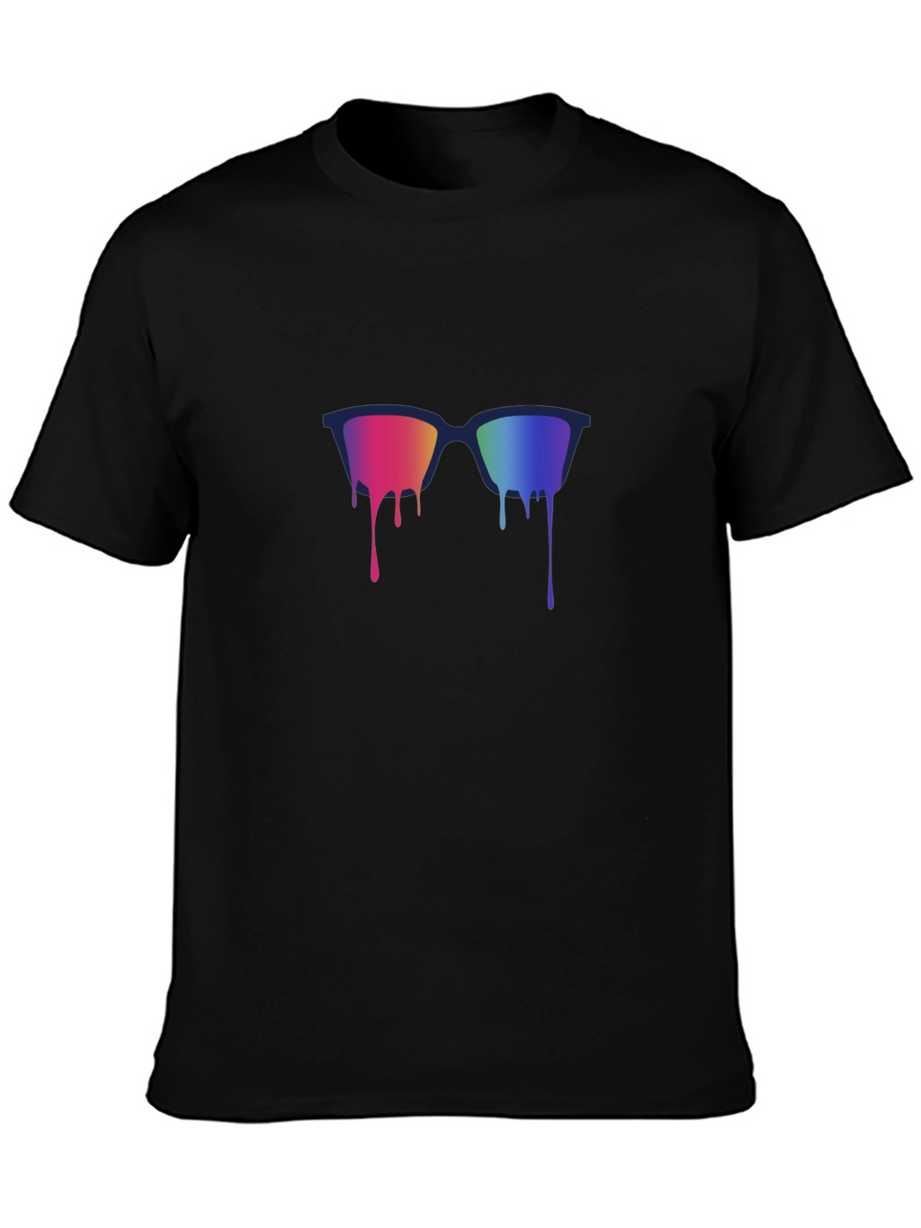 Rainbow Dripping Sunglasses Graphic Tee - Black