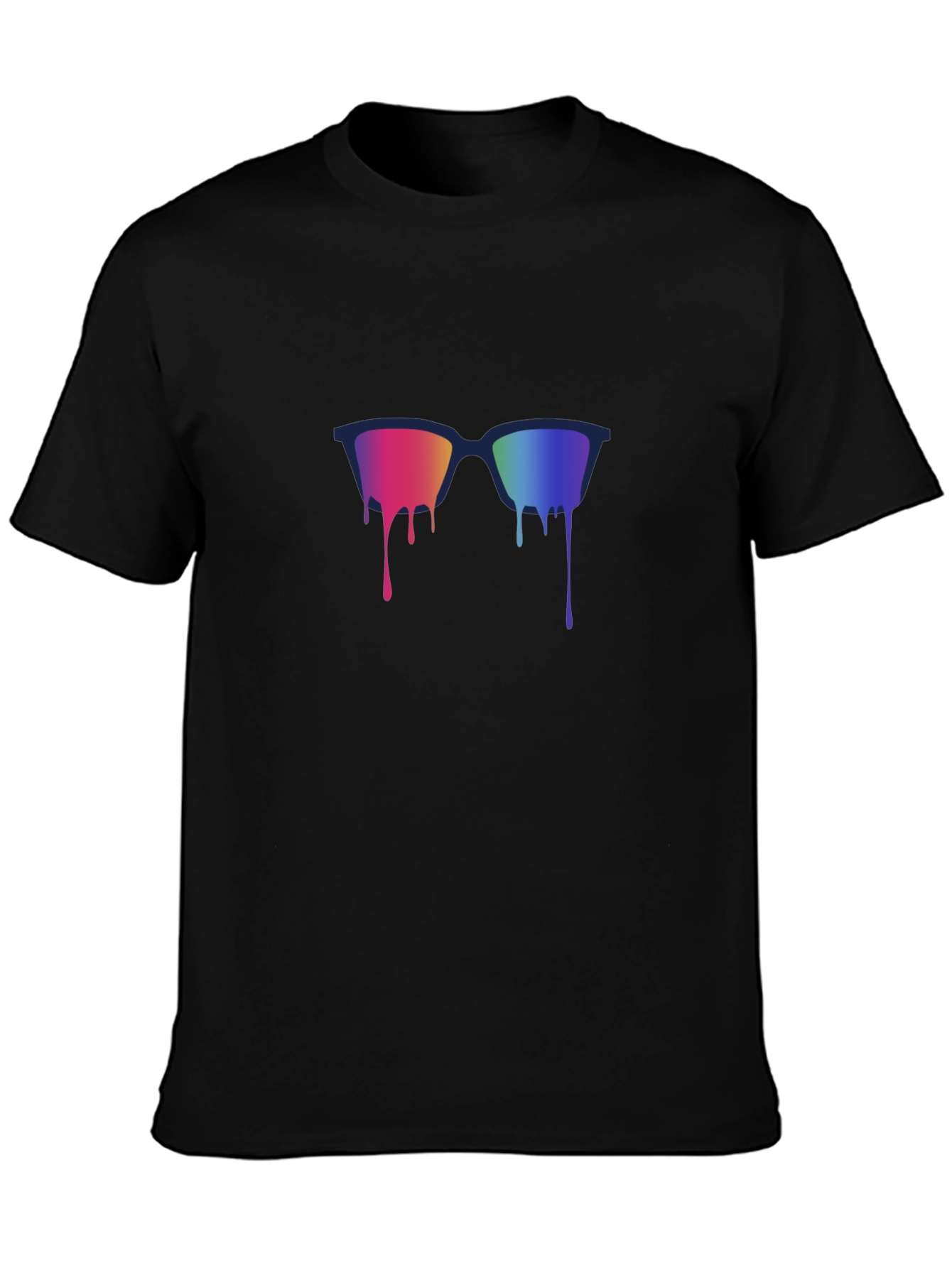 Rainbow Dripping Sunglasses Graphic Tee - Black