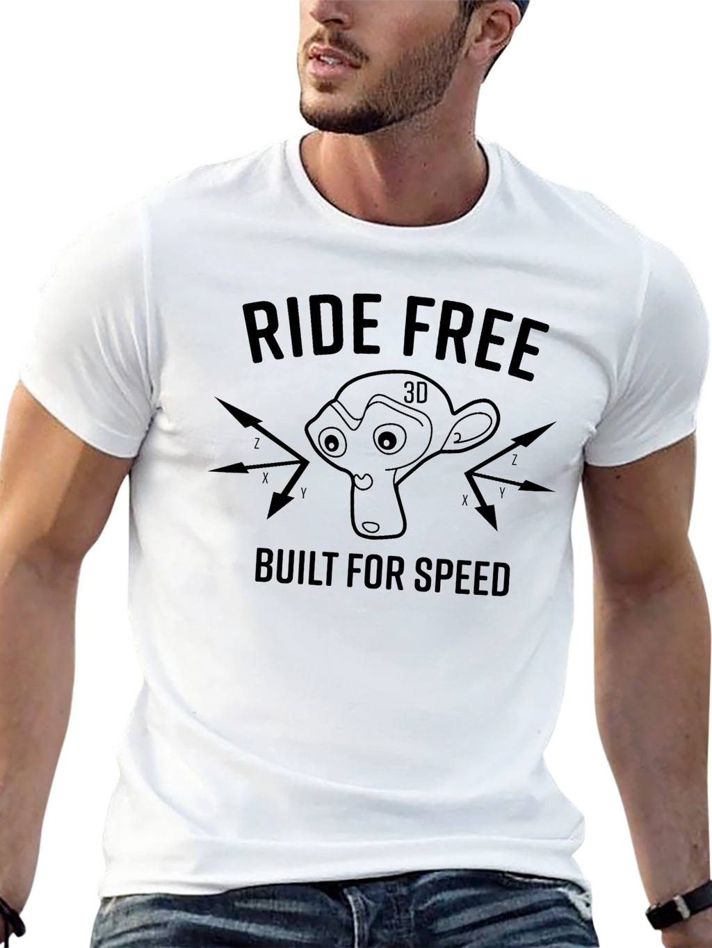 Ride Free 3D Monkey Graphic T-Shirt
