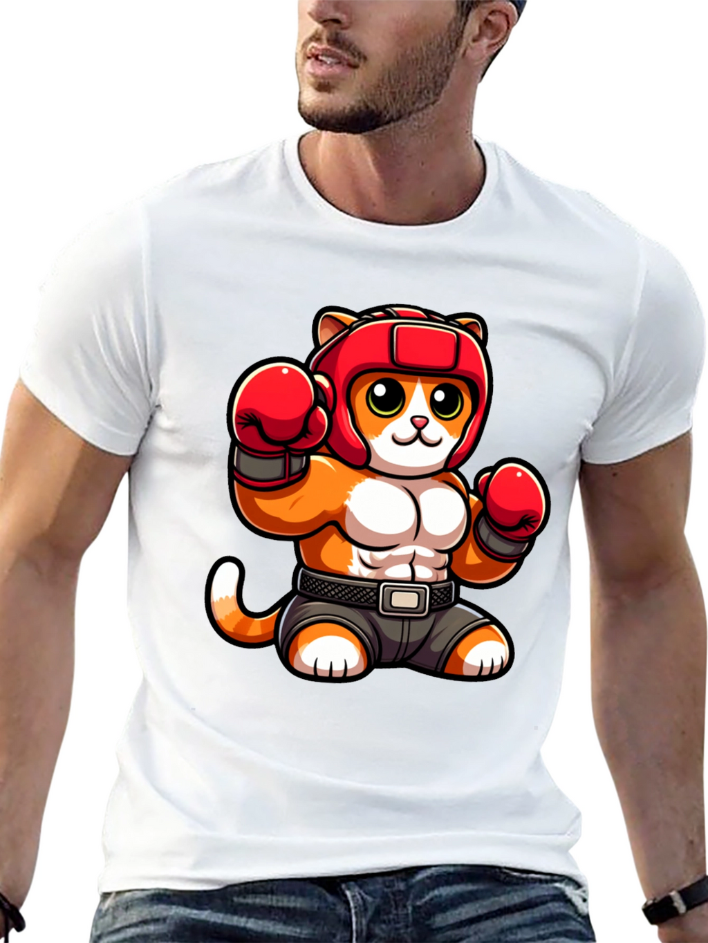 Boxing Cat Graphic Tee