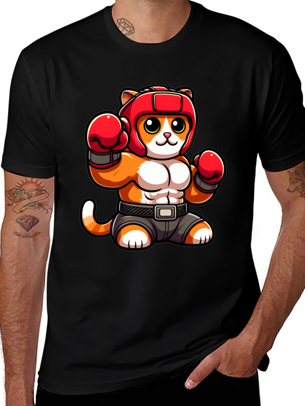 Boxing Cat Graphic Tee
