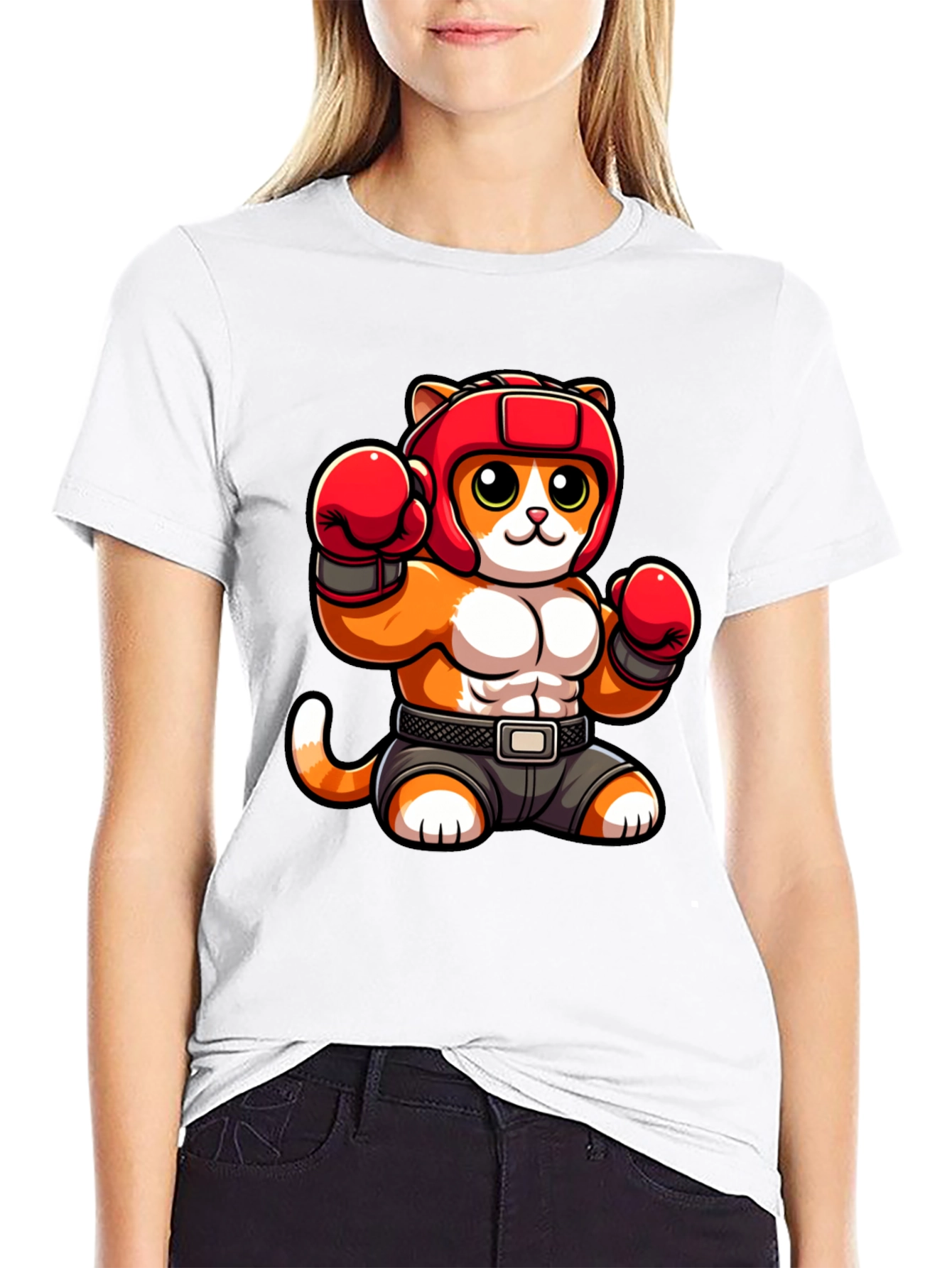 Boxing Cat Graphic Tee